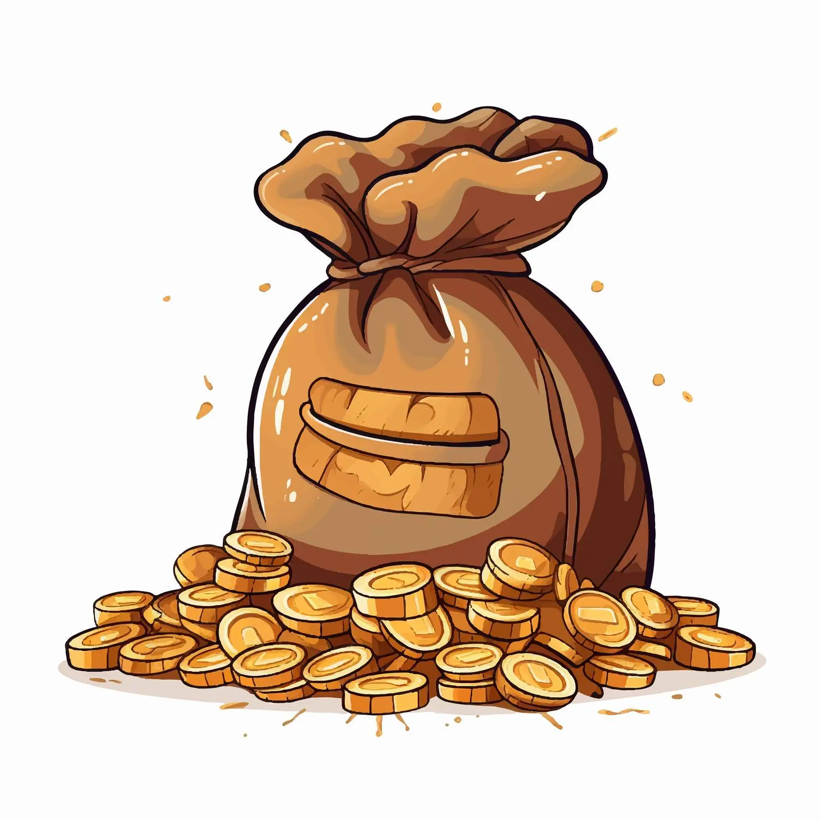 Cartoon Dollar Sack with Coins Illustration – free cash image from Dotvec