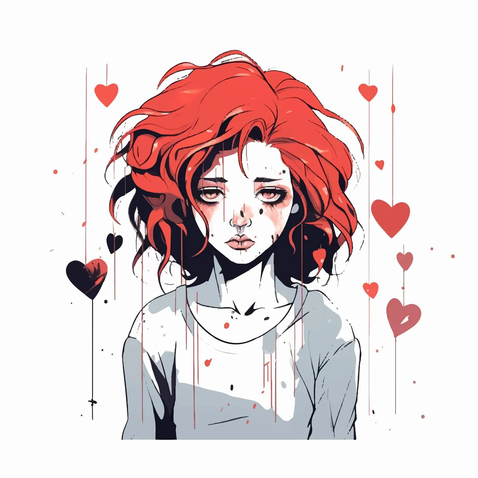Sad Girl with Broken Heart Vector Illustration — free download from Dotvec