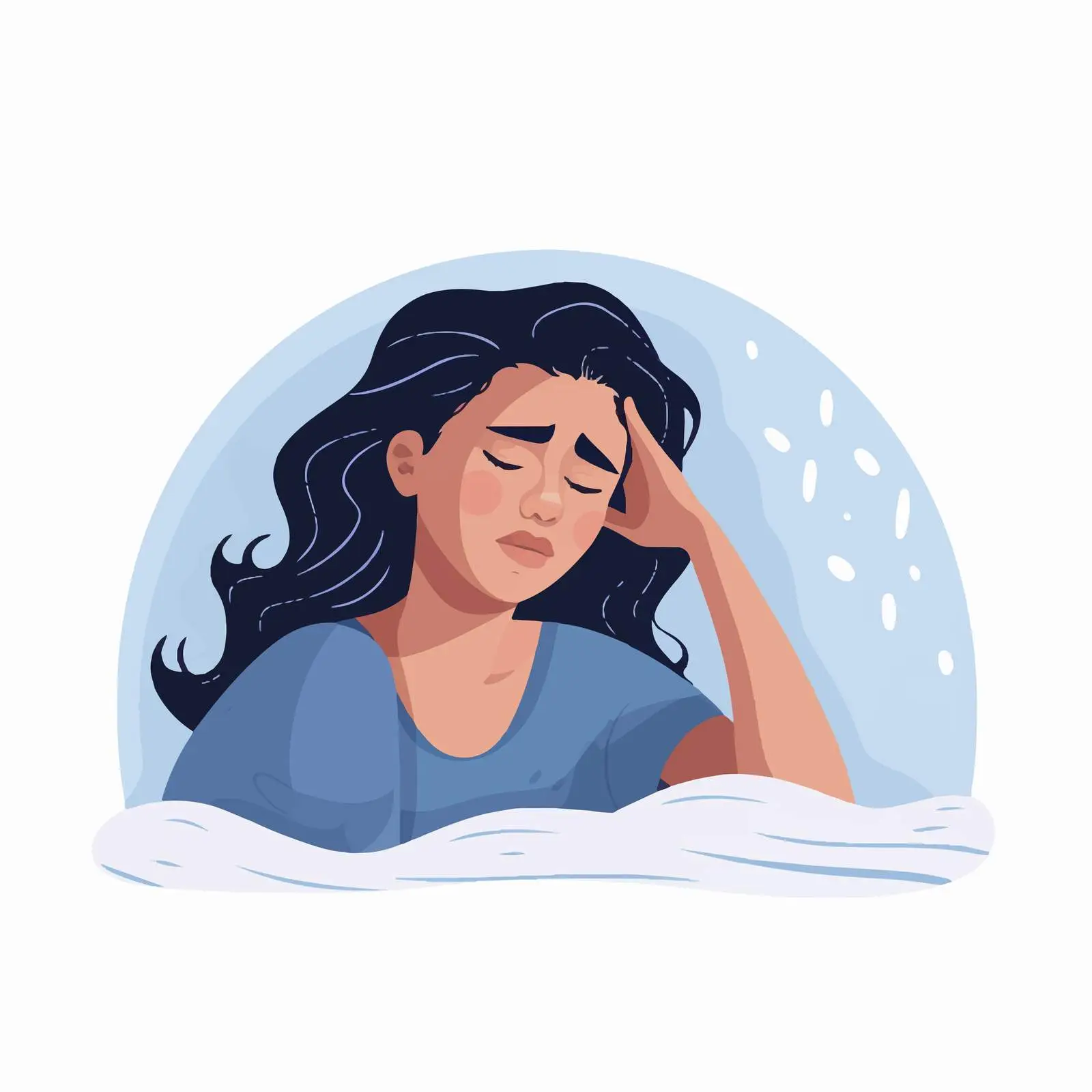 Sad Woman Crying in Bed Vectors — free download from Dotvec