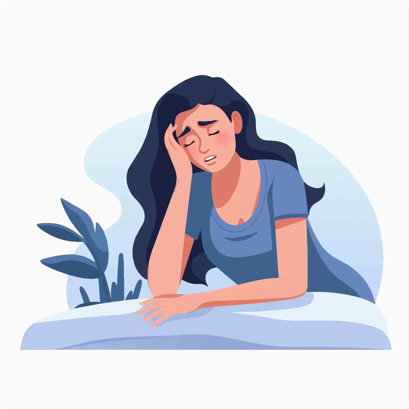 Crying Woman in Bed Emotion Illustration — free download from Dotvec