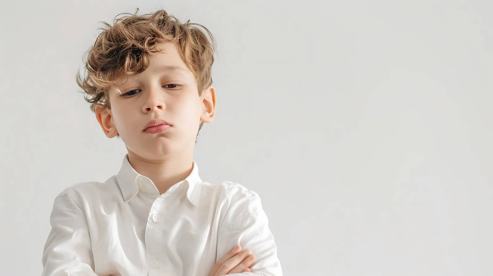 Portrait of Sad Boy on Bright Background — free download from Dotvec