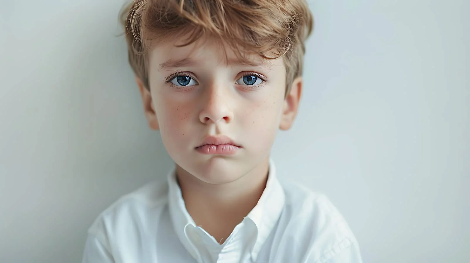 Young Boy in White on Bright Background — free download from Dotvec
