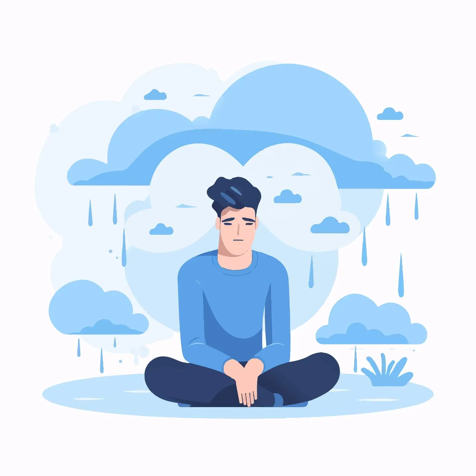 Sad Person Crying Depressed Emotion Vector – free sad illustration image from Dotvec