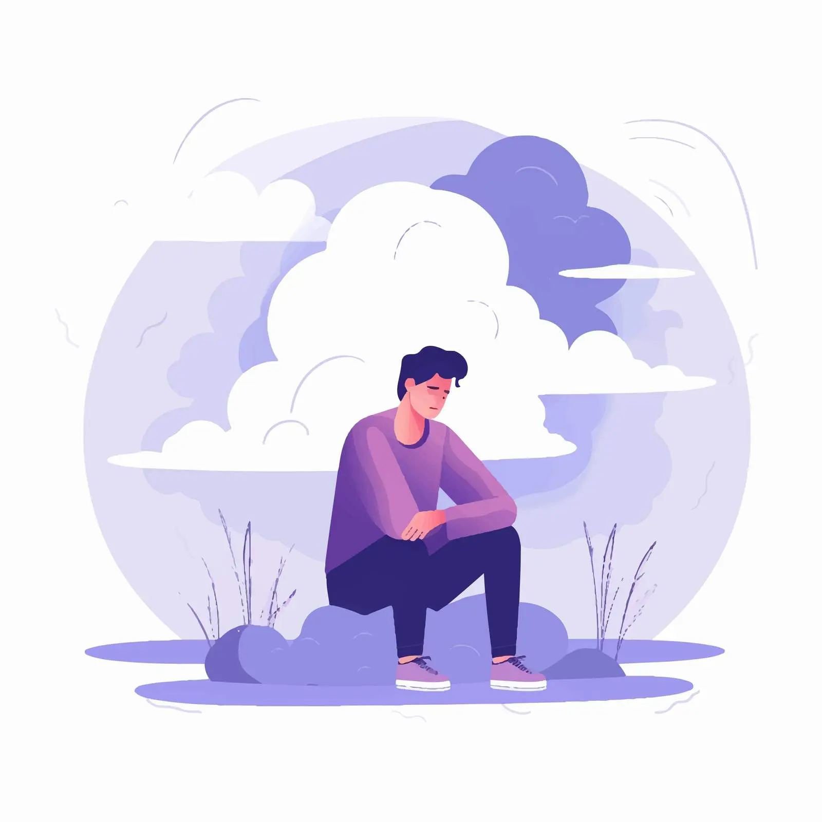 Depressed Person Crying Vector Illustration — free download from Dotvec