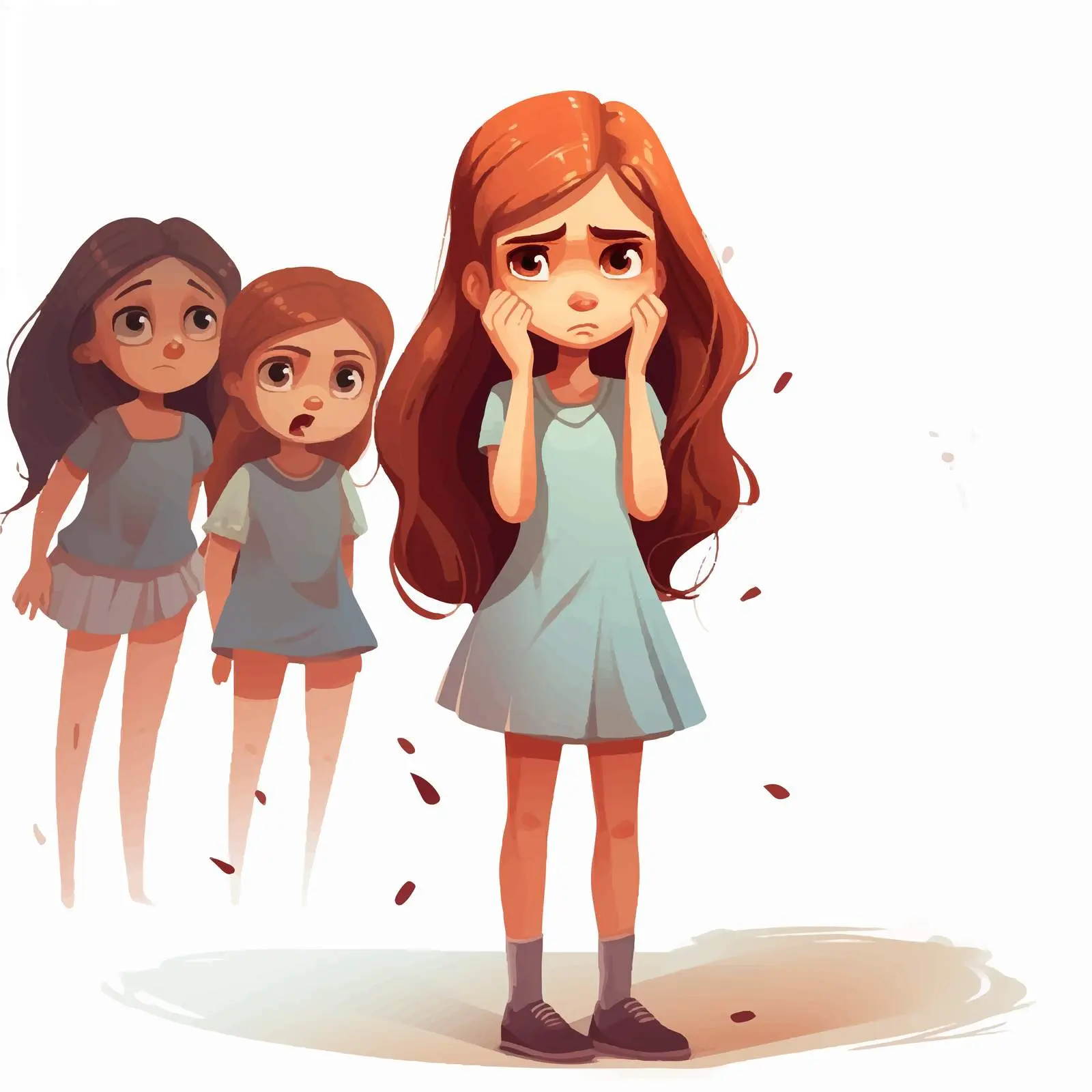 Sad Girl Bullied by Friends Vector Illustration — free download from Dotvec