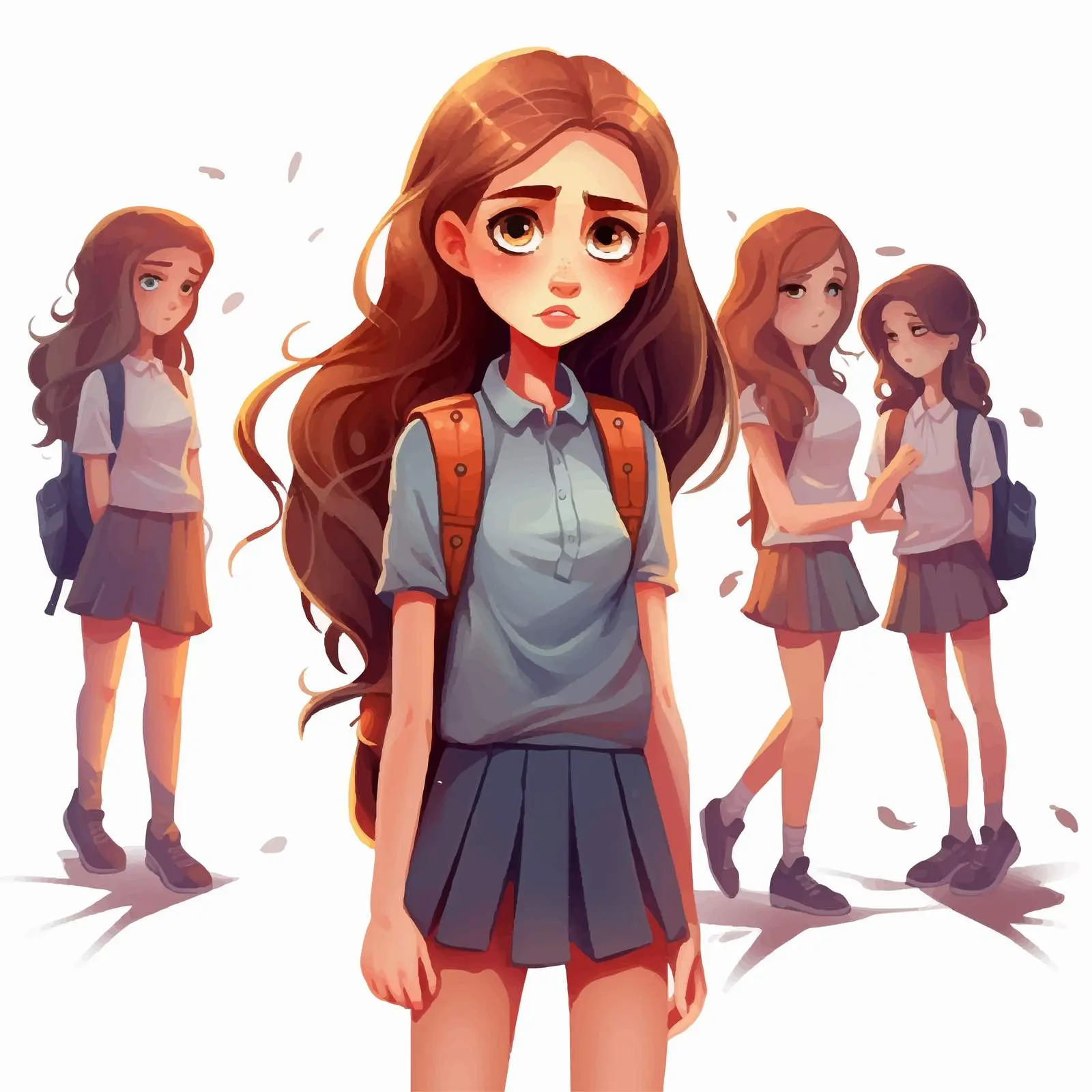 Sad Girl Illustration of Friendship Bullying — free download from Dotvec