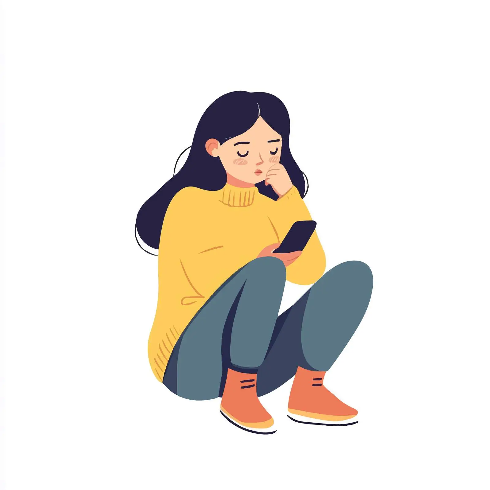 Sad Girl Waiting for a Call — free download from Dotvec