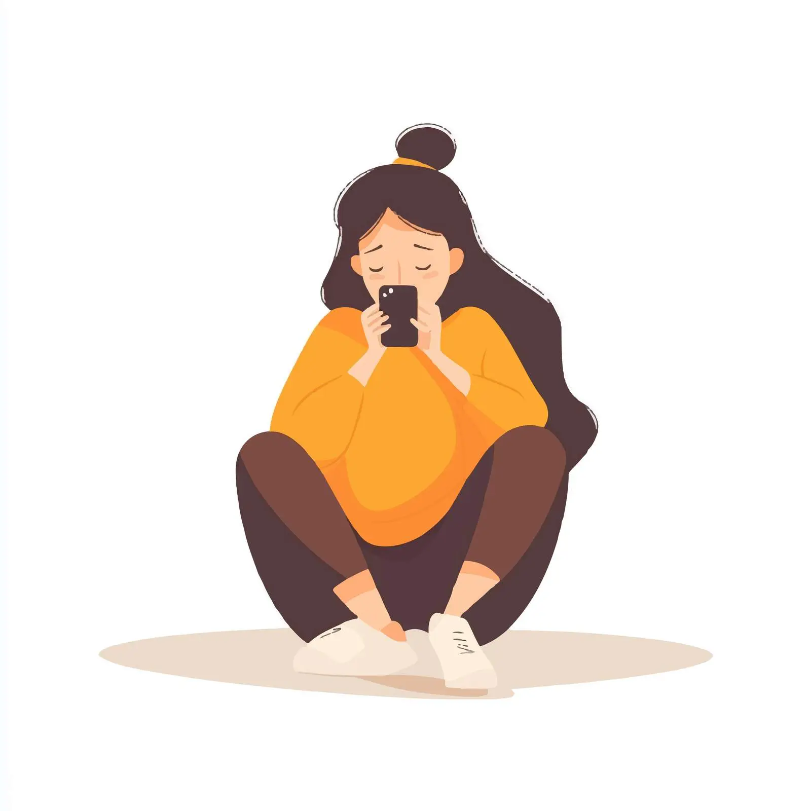 Sad Girl Waiting for a Call on Phone – free sage image from Dotvec