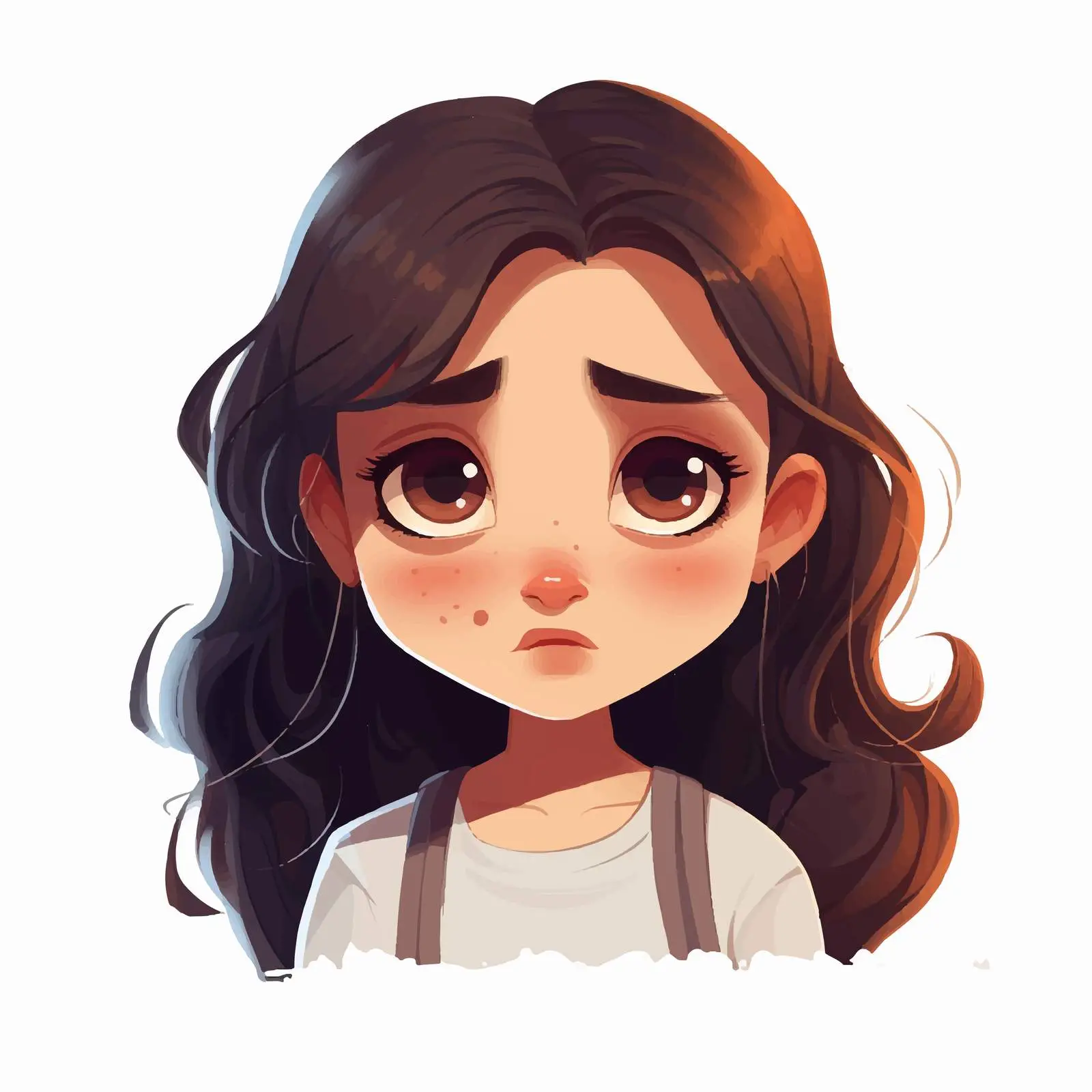 Sad Girl Face Expression Illustration Vector — free download from Dotvec