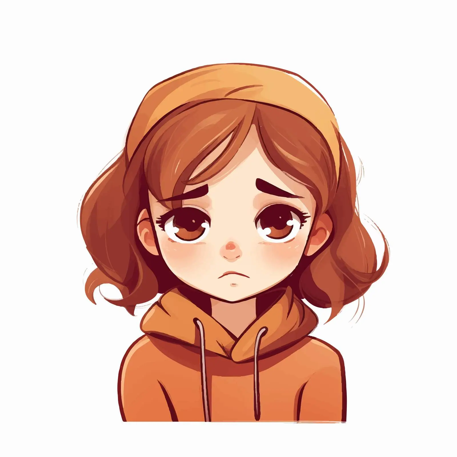 Sad Girl Face Expression Vector Illustration — free download from Dotvec