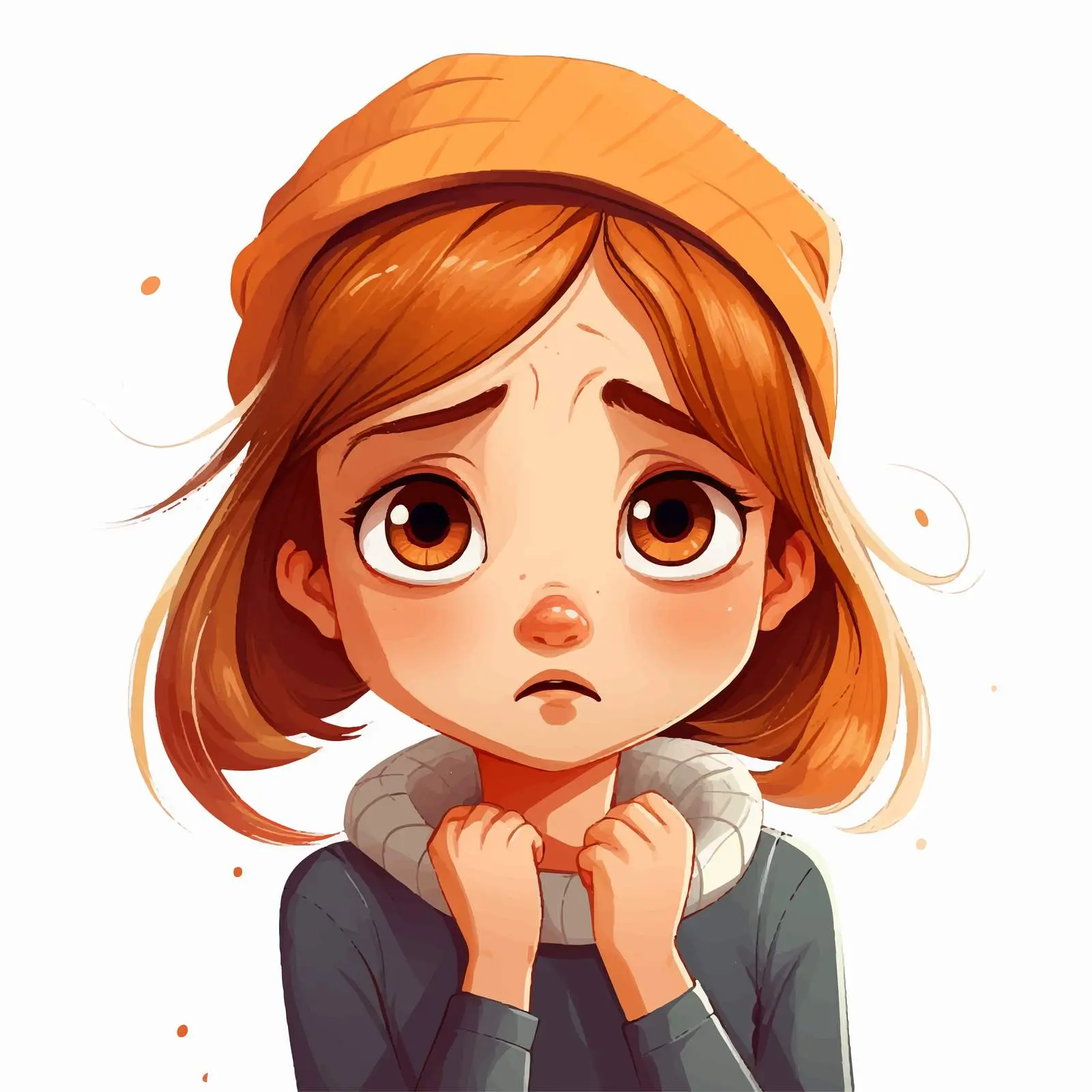Sad Girl Vector Illustration with Expression — free download from Dotvec