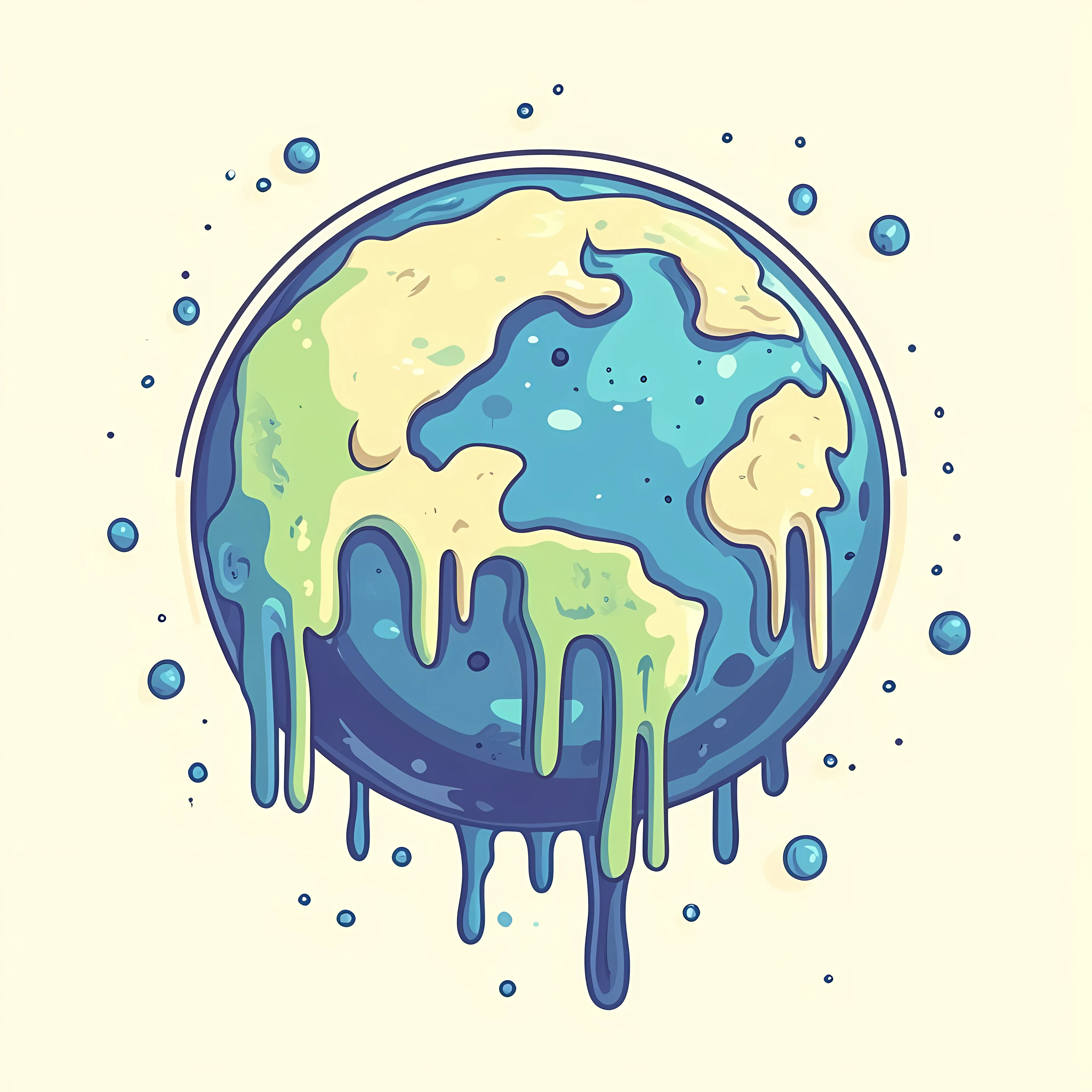 Sad Global Warming Illustration of Melting Earth — free download from Dotvec