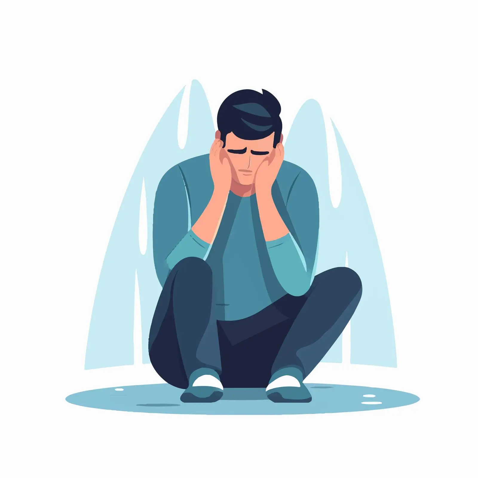Sad Man Crying in Despair Vector Art – free crying image from Dotvec
