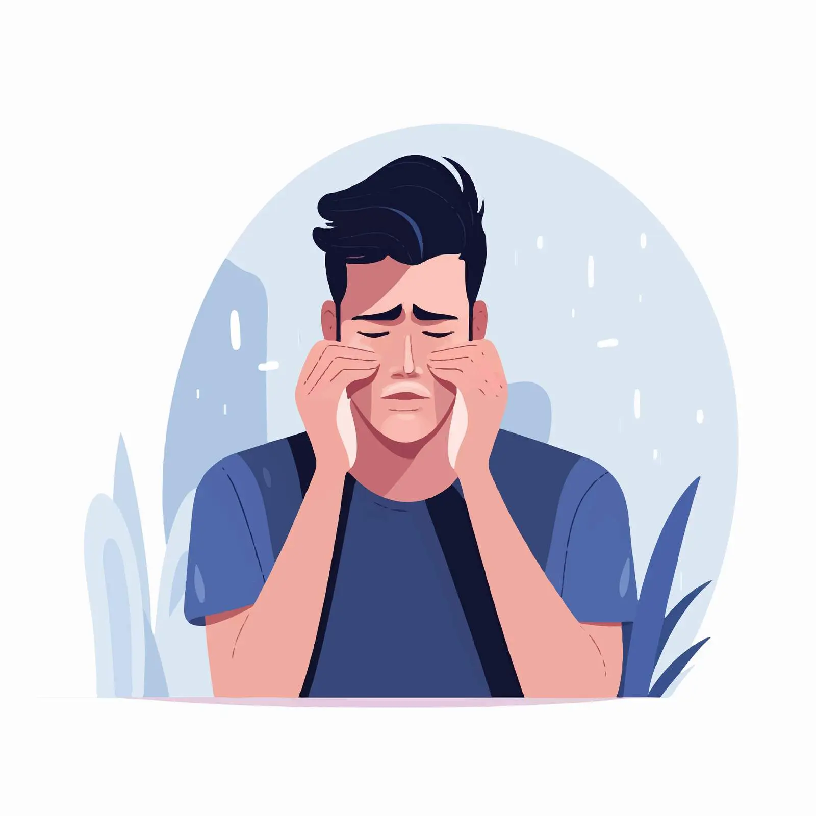 Sad Man Crying in Despair Vector Art – free crying image from Dotvec