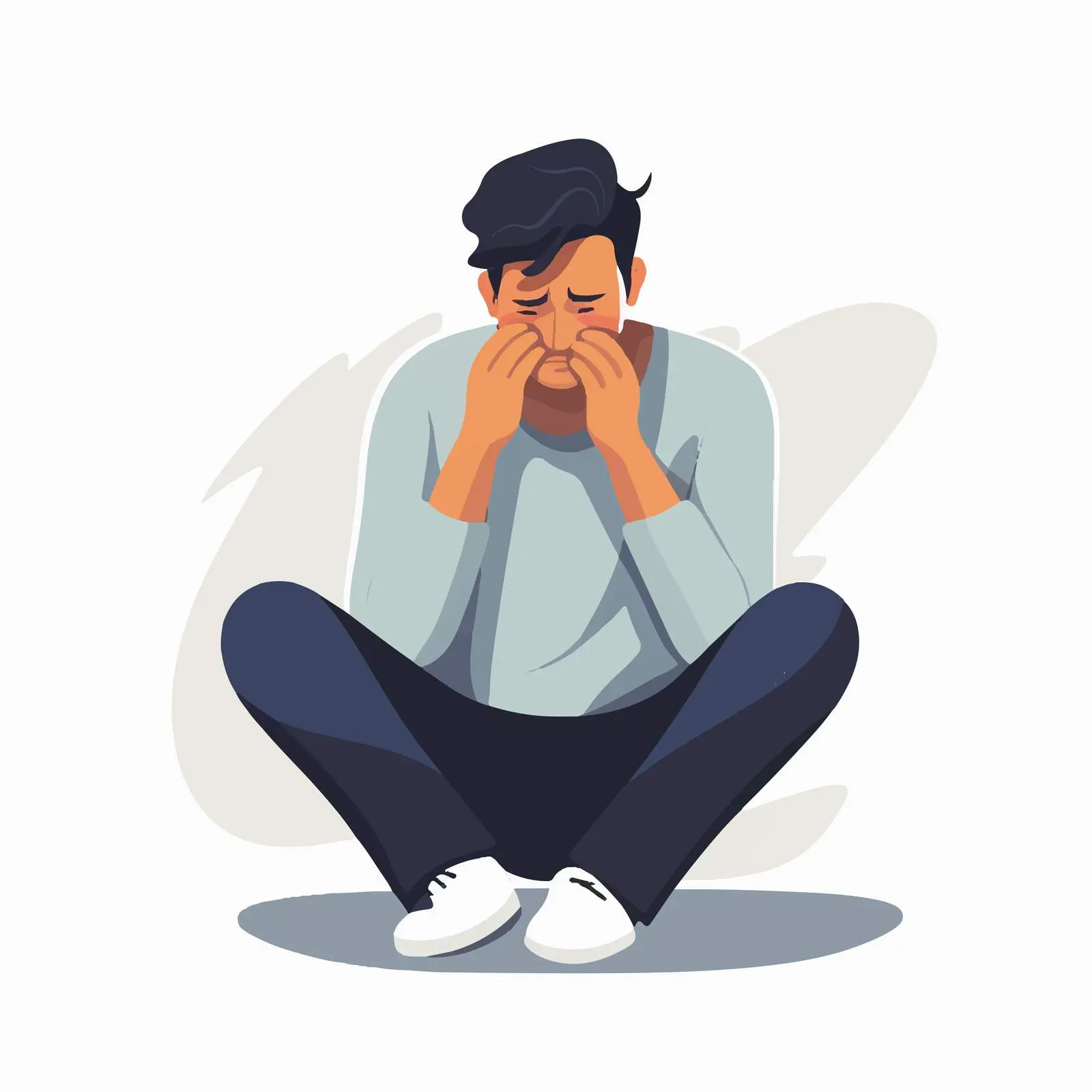 Sad Man Crying in Despair Vector Illustration – free sad illustration image from Dotvec