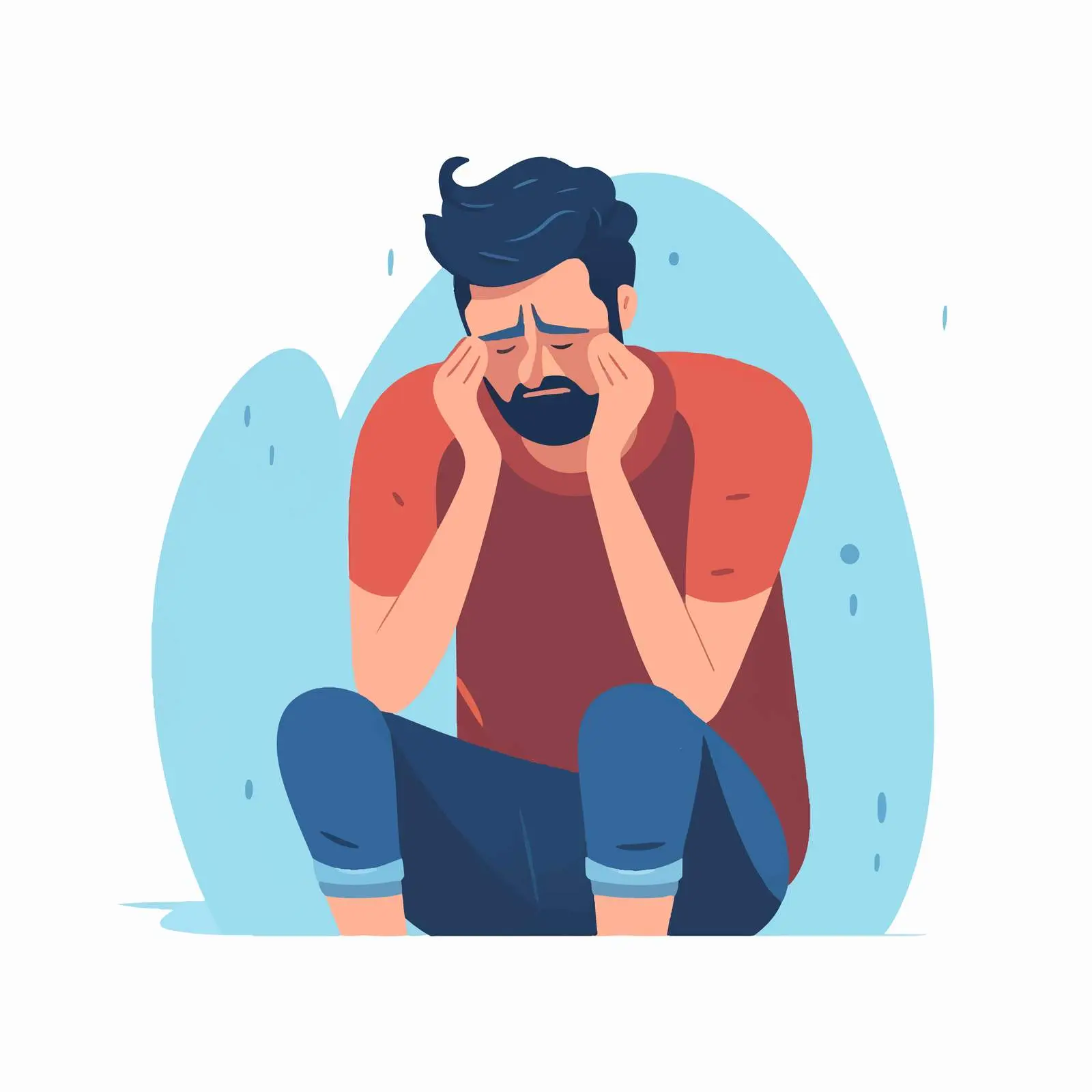 Sad Man Crying in Despair Vector Art – free crying image from Dotvec