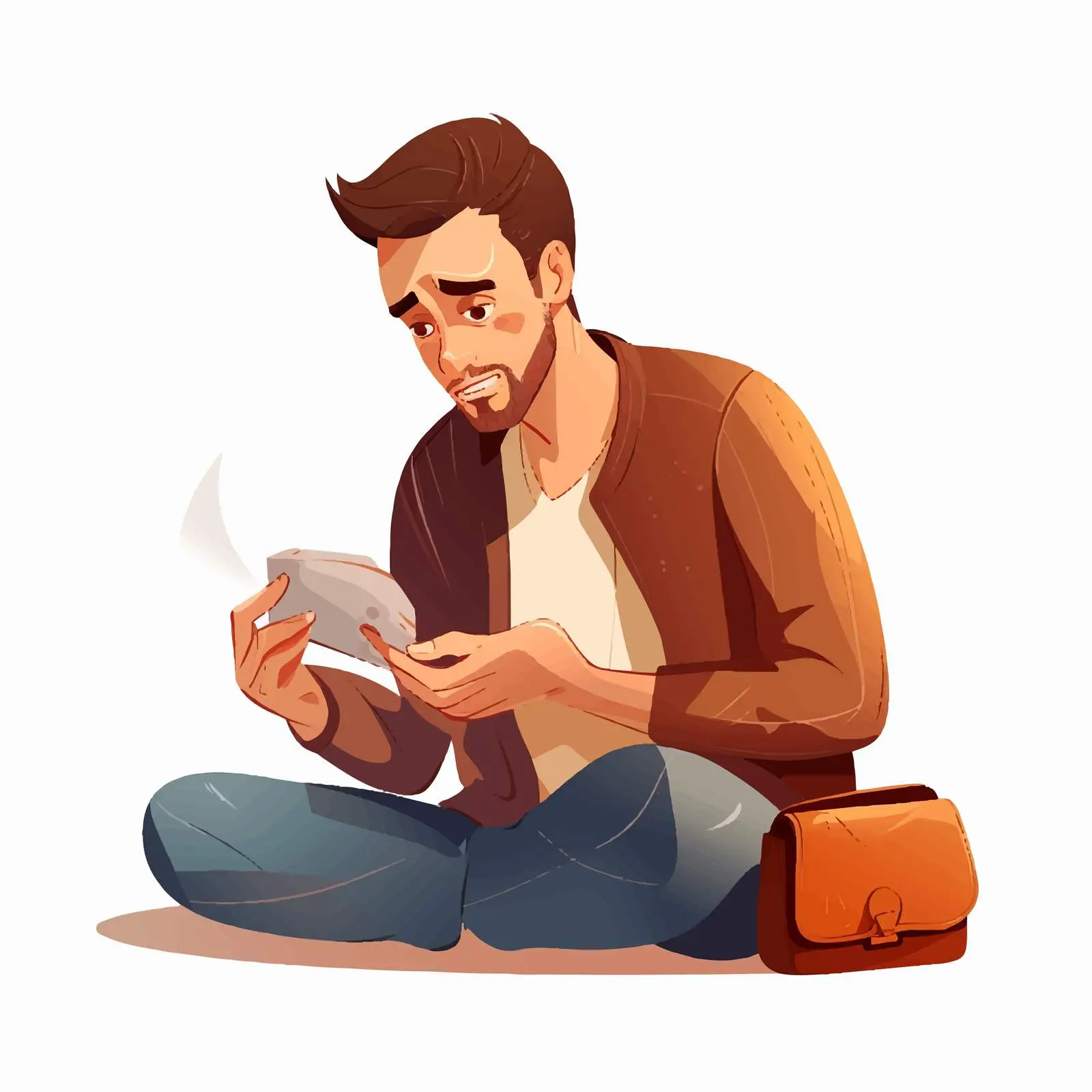 Sad Poor Man Opening Empty Wallet — free download from Dotvec