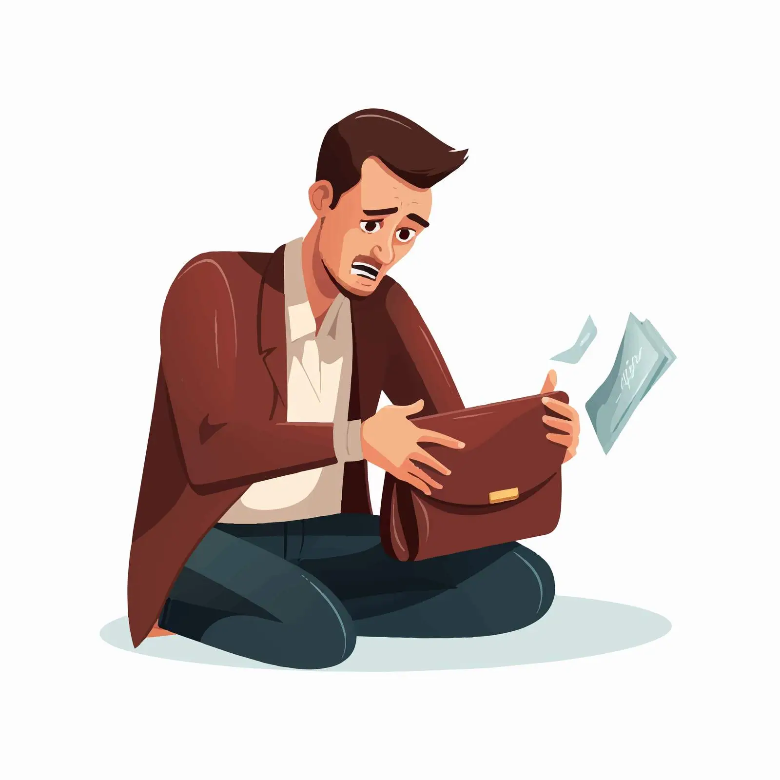Sad Man with Empty Wallet Illustration — free download from Dotvec