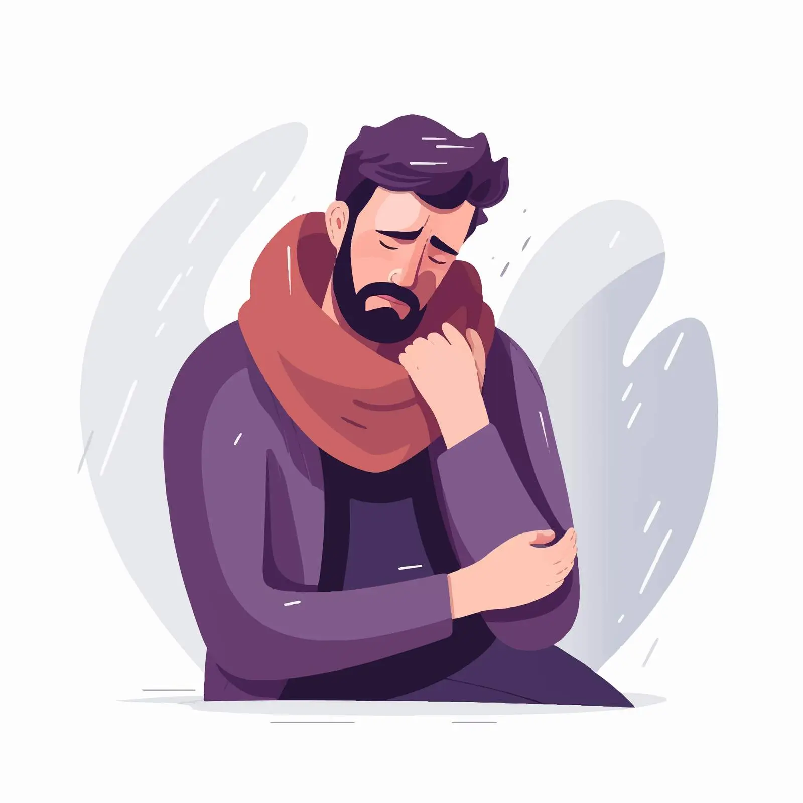 Lonely and Depressed Man Vector Illustration — free download from Dotvec