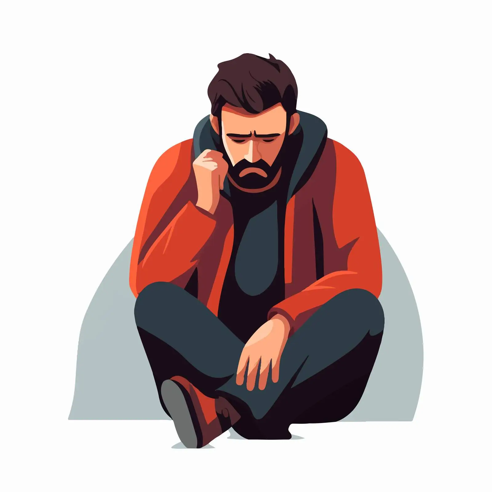 Lonely and Depressed Man Vector Graphic — free download from Dotvec