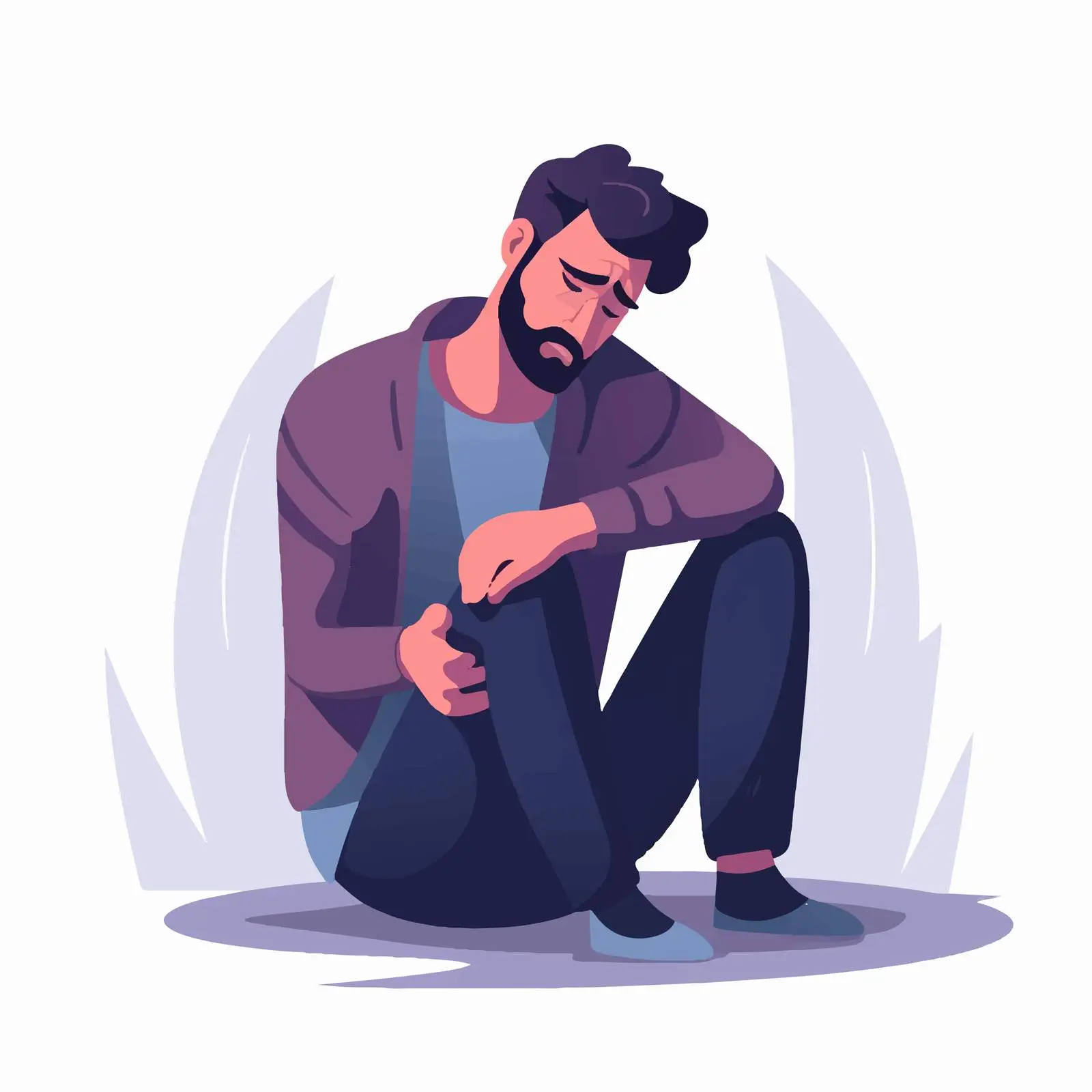 Unhappy Man Feeling Lonely and Depressed — free download from Dotvec