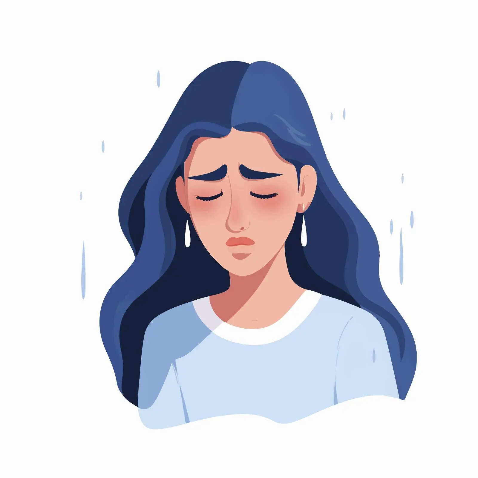Young Woman in Grief and Despair – free tears image from Dotvec