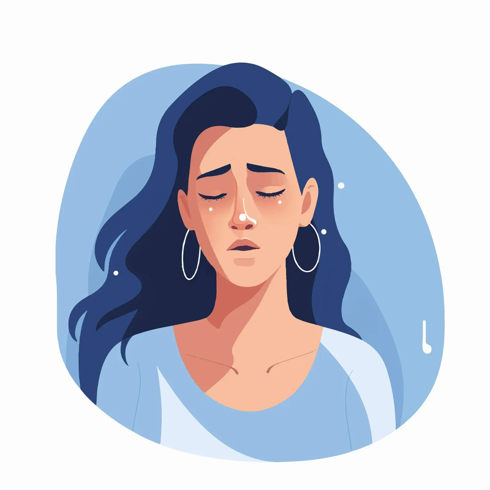 Young Woman in Grief and Despair – free sad illustration image from Dotvec