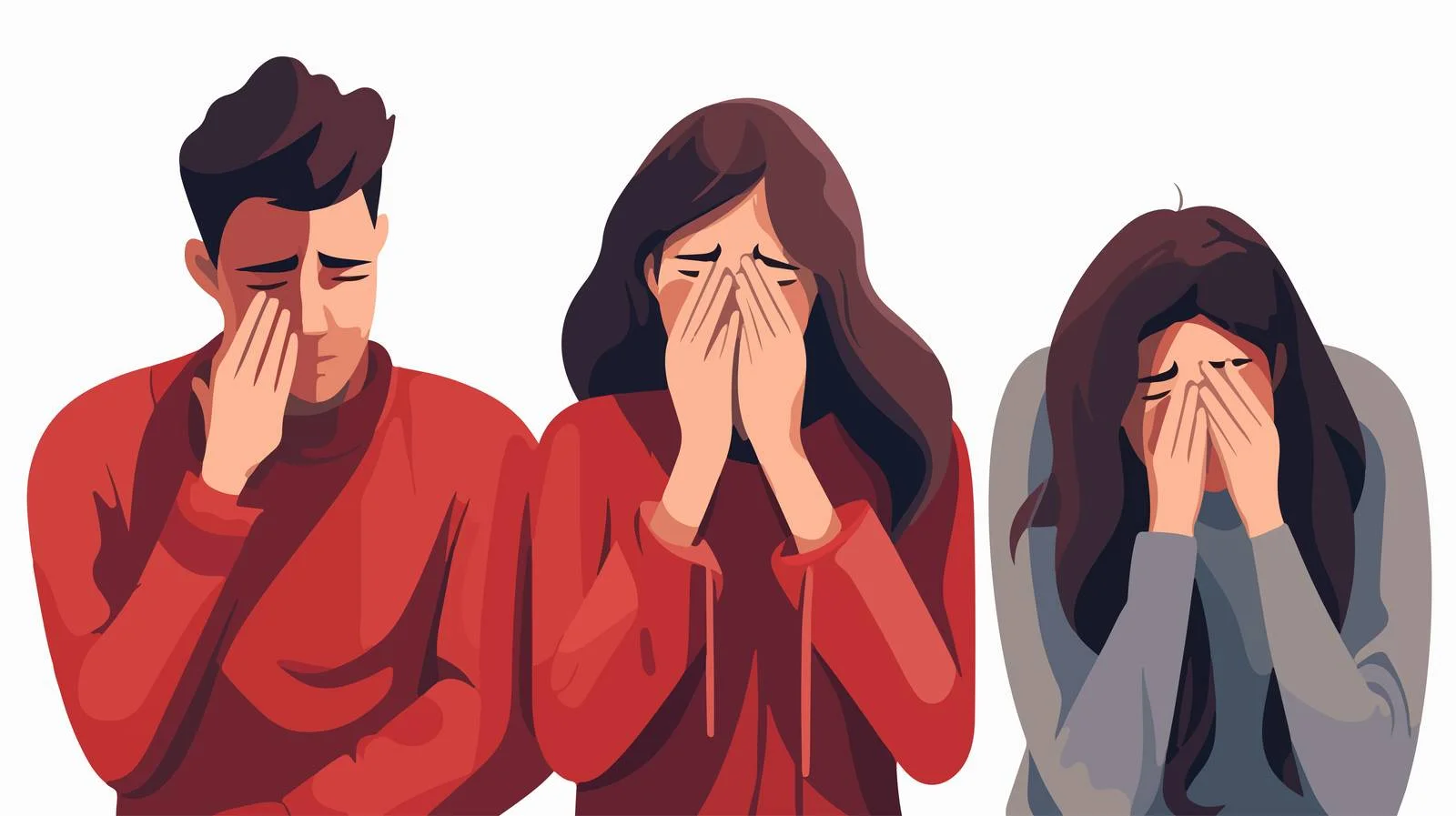 Emotional individuals crying and sobbing deeply — free download from Dotvec