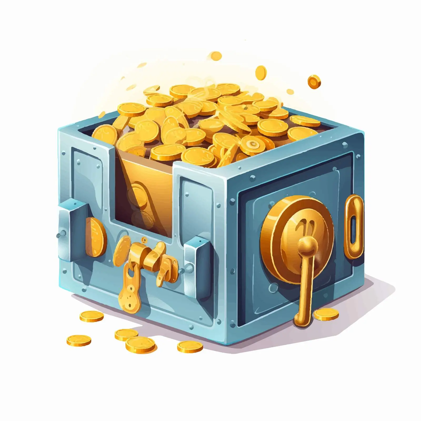 Cartoon Safe Box with Coins Illustration – free account image from Dotvec