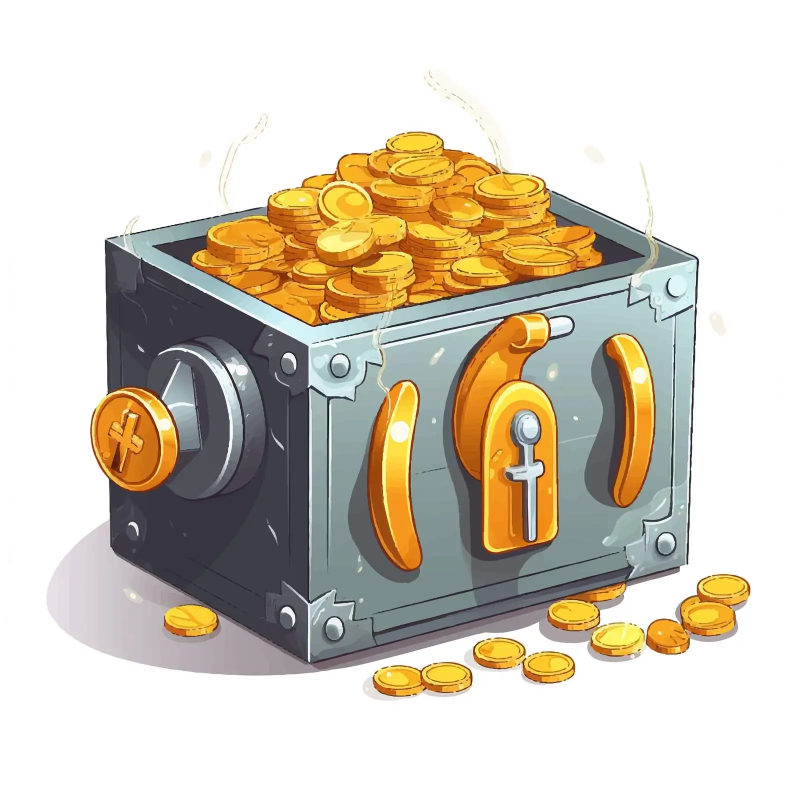 Cartoon Safe Box with Coins Vector Illustration – free cash image from Dotvec