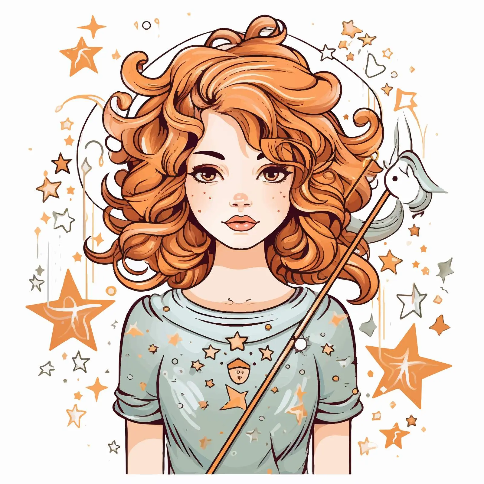 Sagittarius Girl Cartoon with Magic Wand — free download from Dotvec