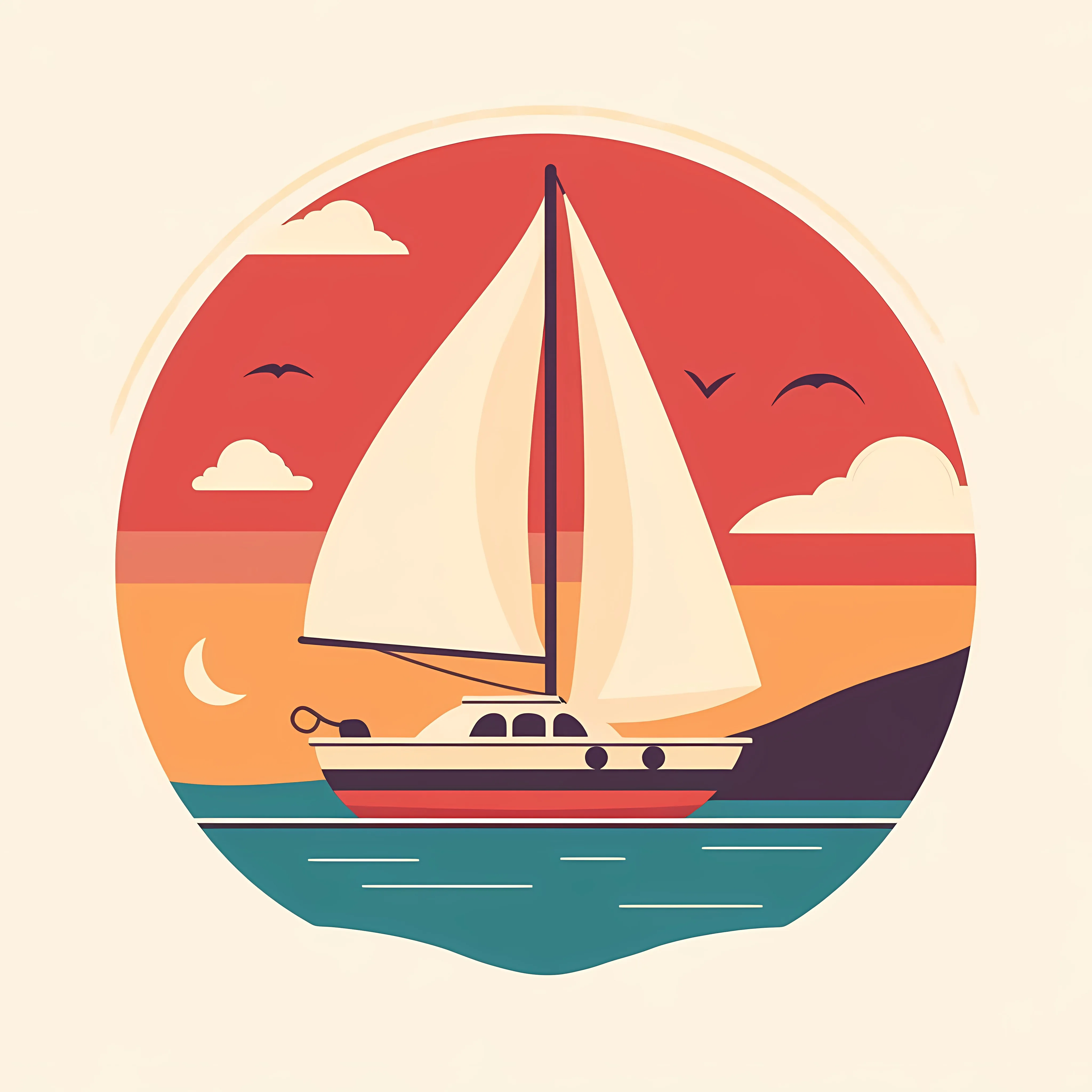 Isolated Flat Vector Sailboat Icon – free yacht image from Dotvec