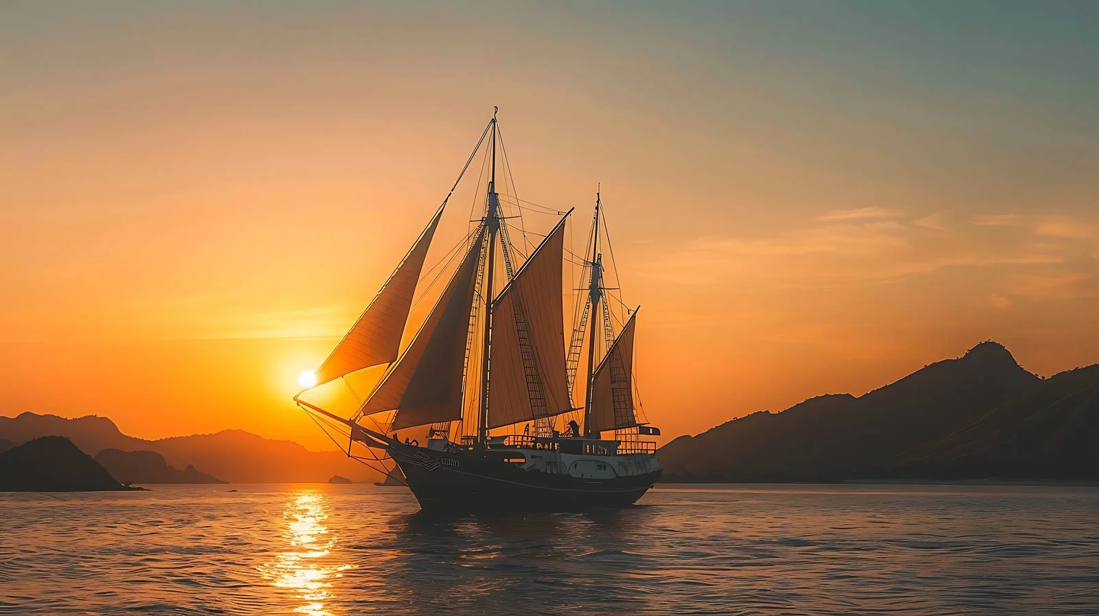 Setting Sail at Dusk Near Komodo Island — free download from Dotvec