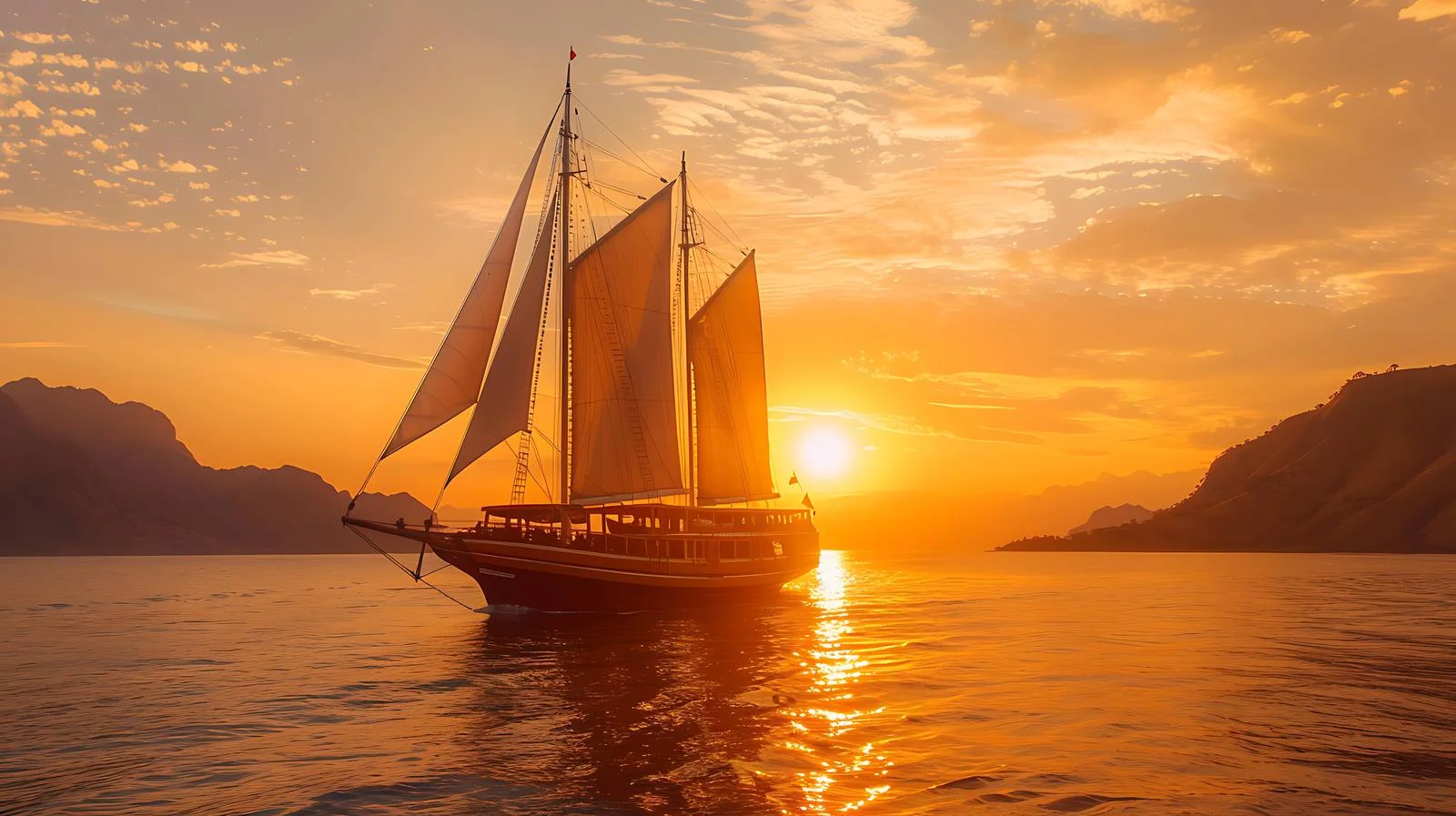 Tranquil Sail Around Komodo Island at Sunset — free download from Dotvec