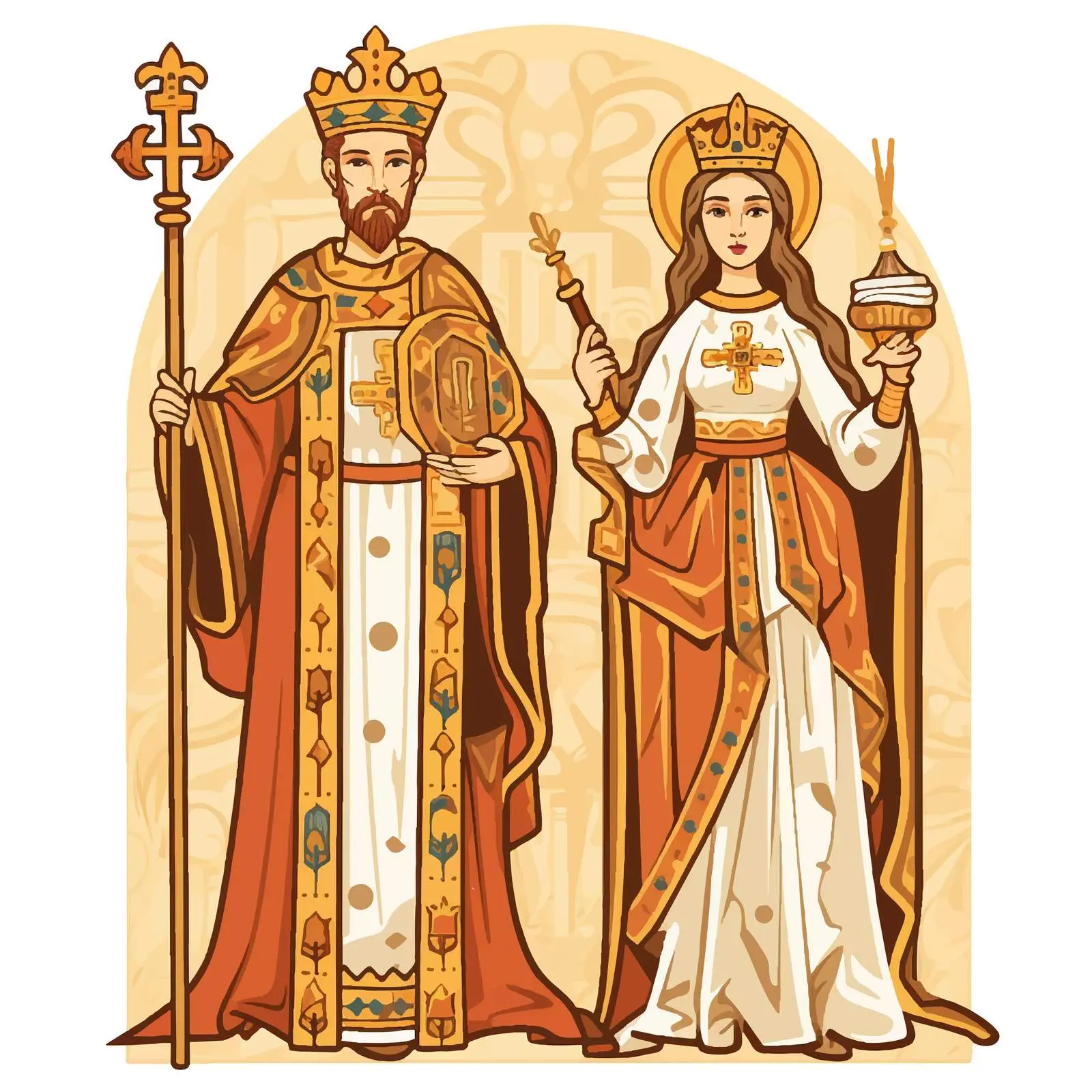 Byzantine Illustration of Saint Constantine and Helena — free download from Dotvec