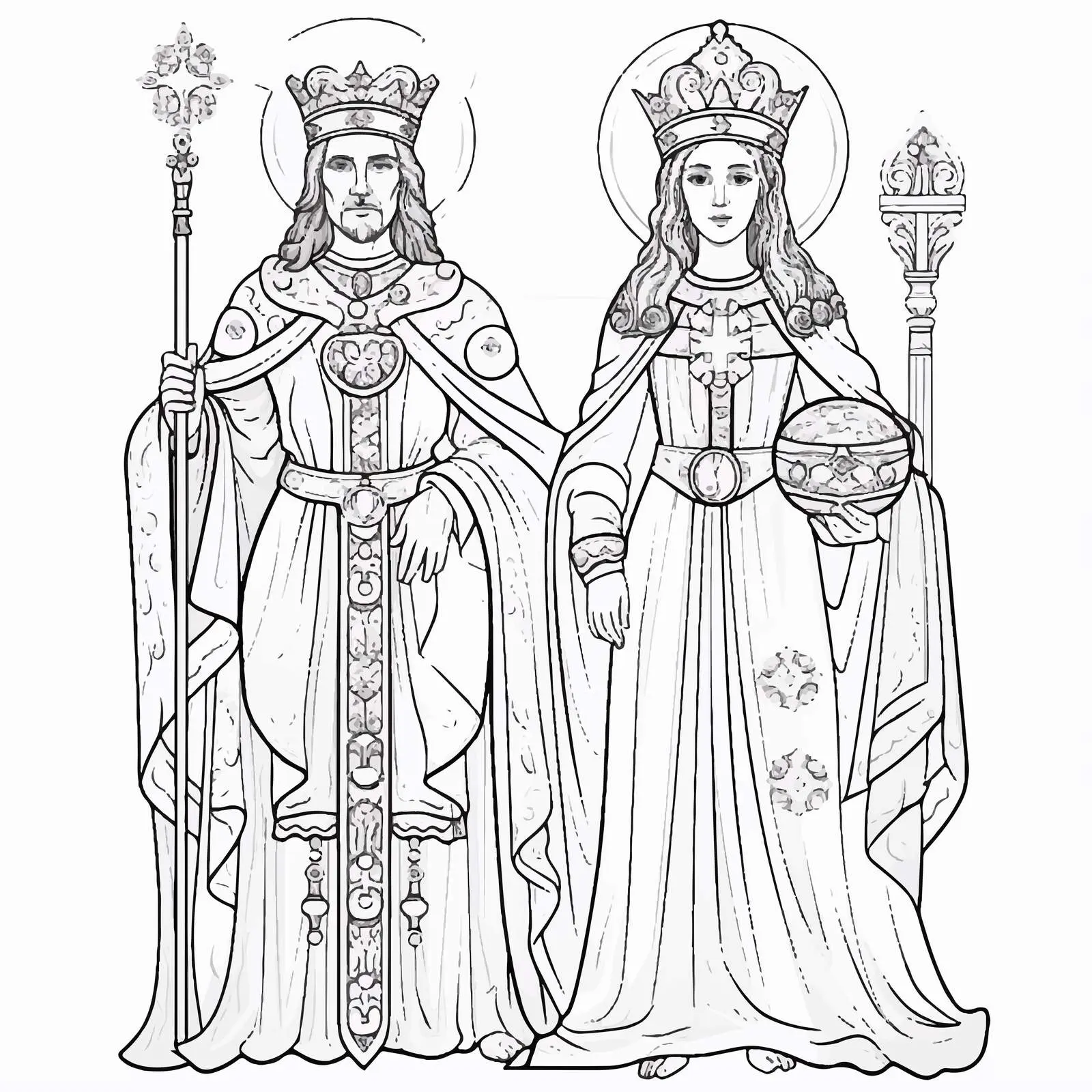 Saint Constantine and Helena Coloring Page — free download from Dotvec