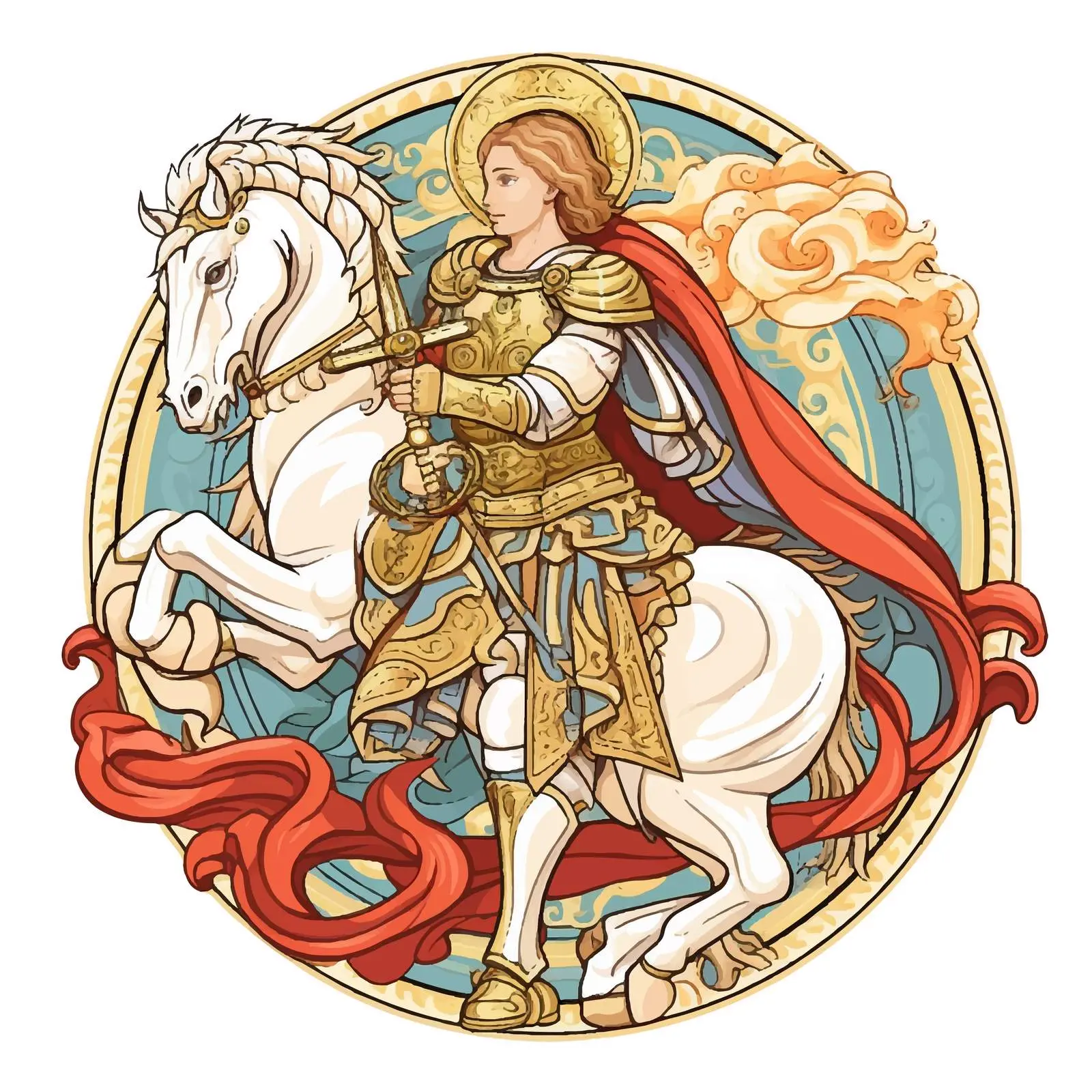 Saint George Slaying the Dragon Illustration – free battle image from Dotvec