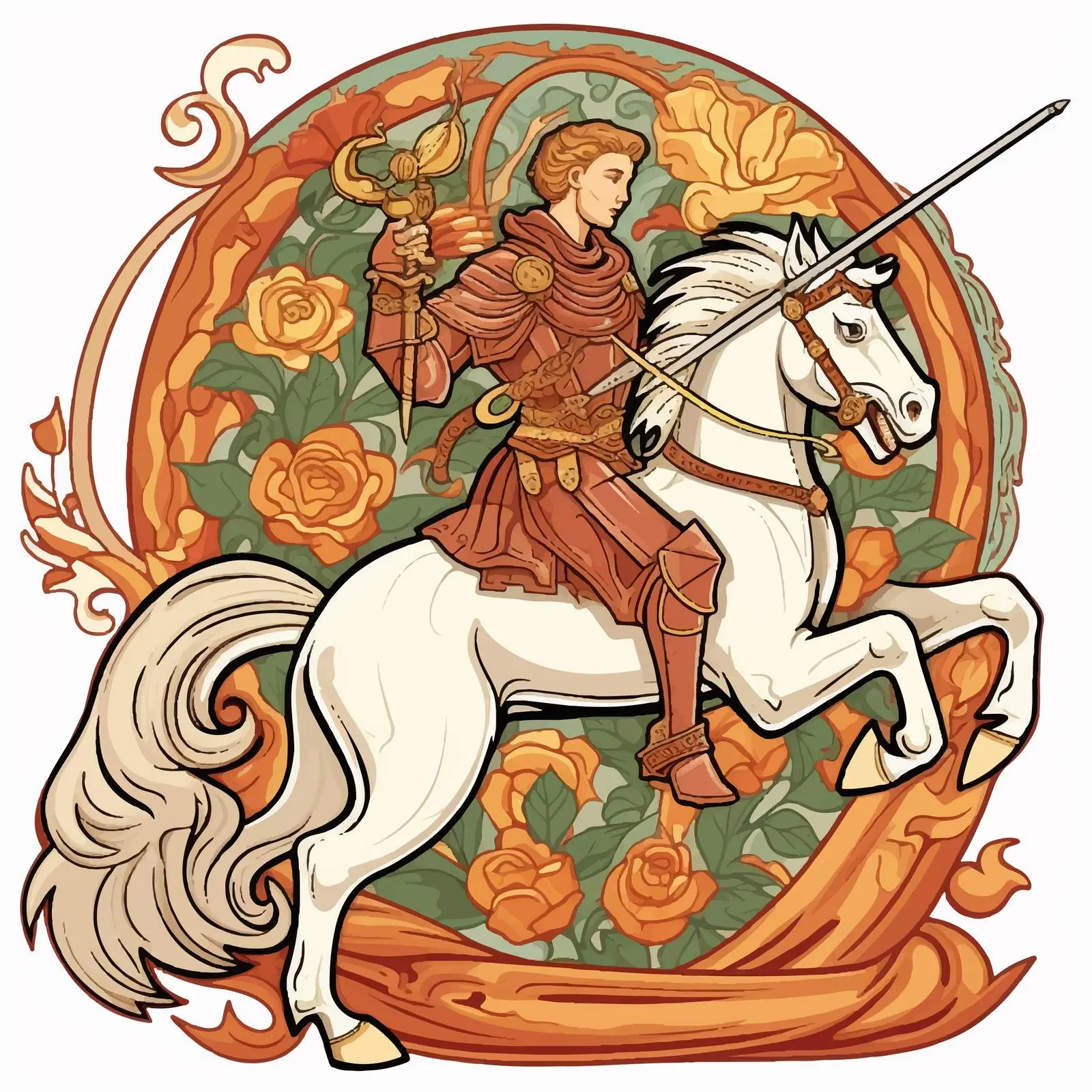 Saint George Slaying the Dragon Illustration – free battle image from Dotvec