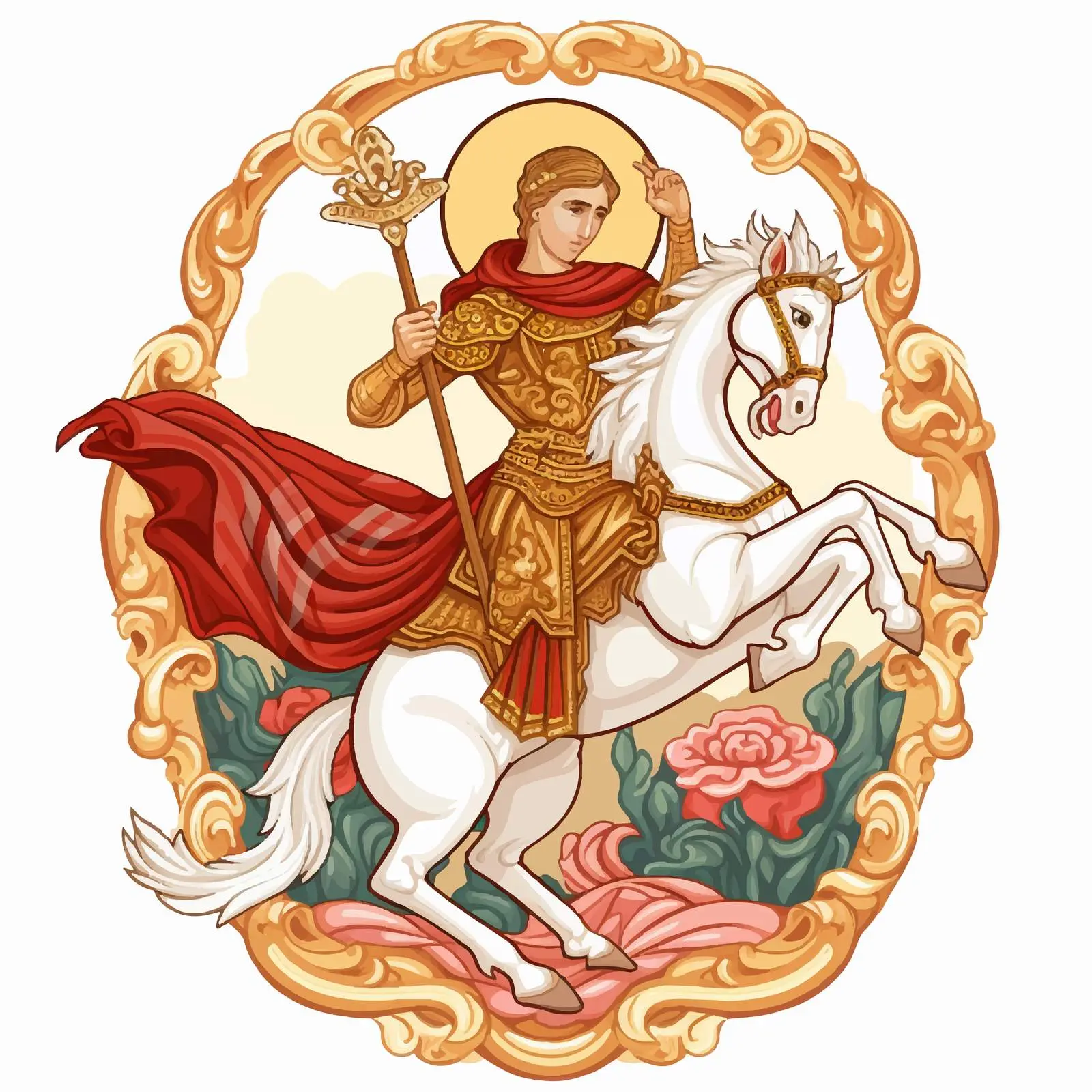 Saint George Slaying the Dragon Illustration – free battle image from Dotvec