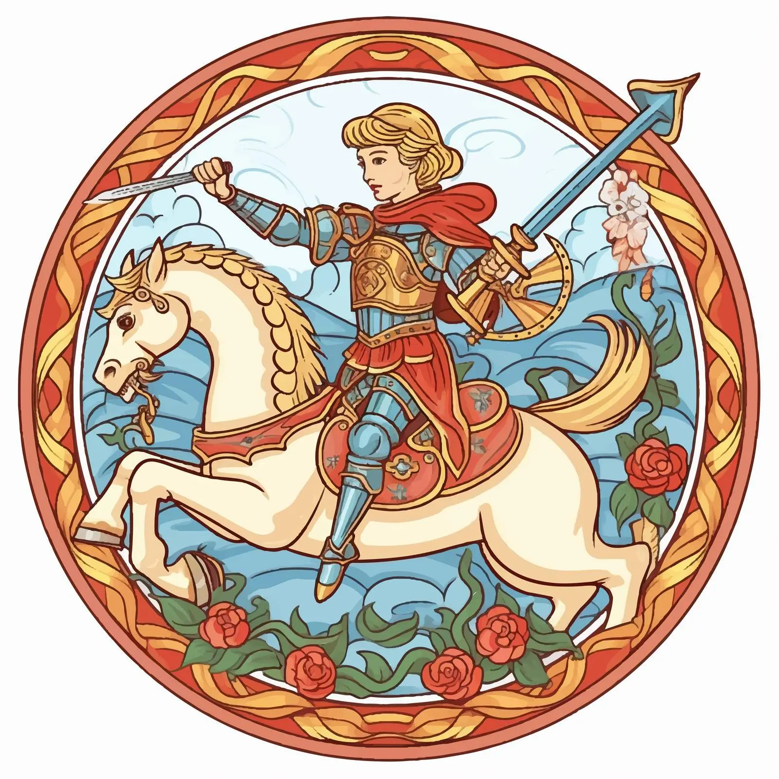 Saint George Slaying the Dragon Illustration – free battle image from Dotvec