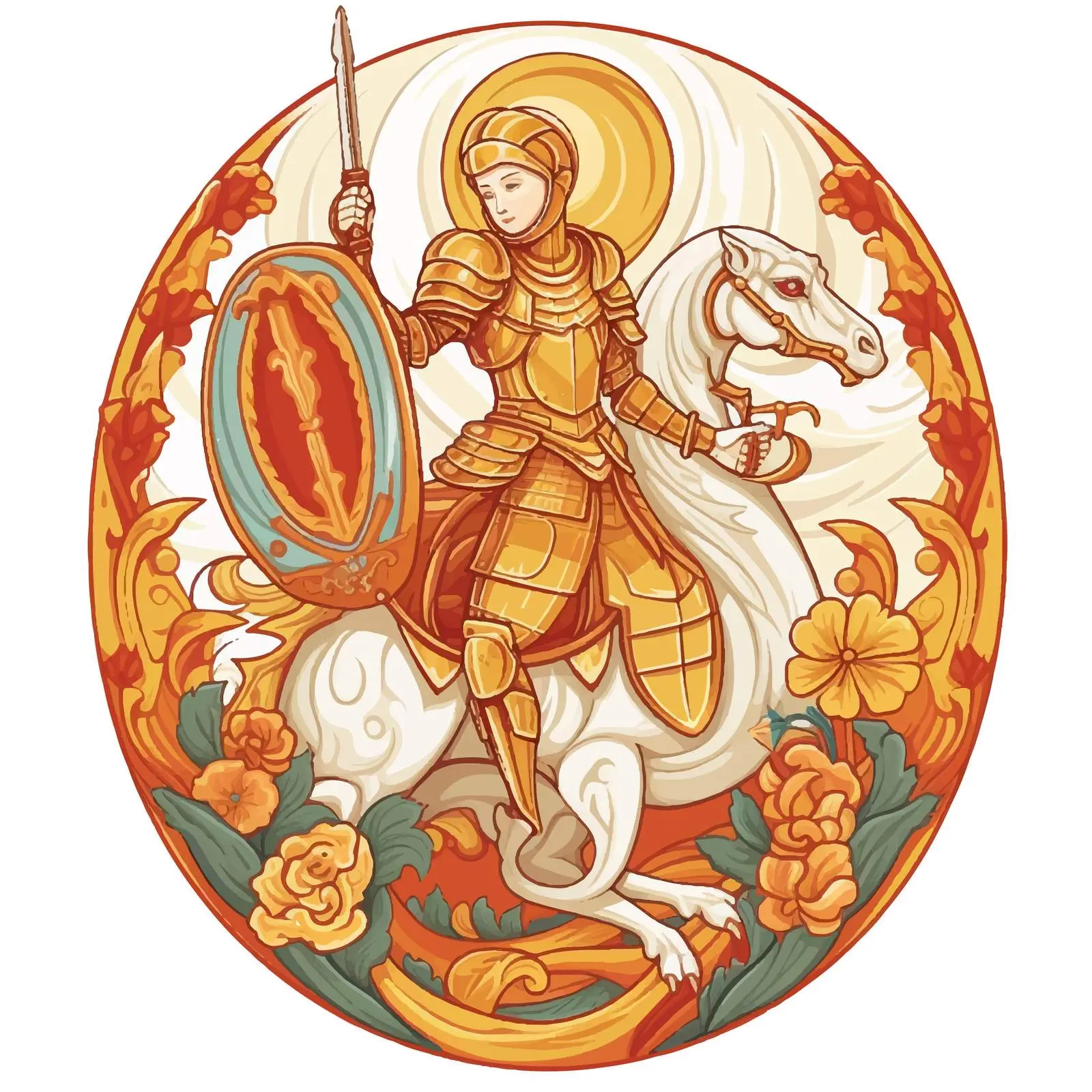 Saint George and the Dragon Vector Artwork – free battle image from Dotvec