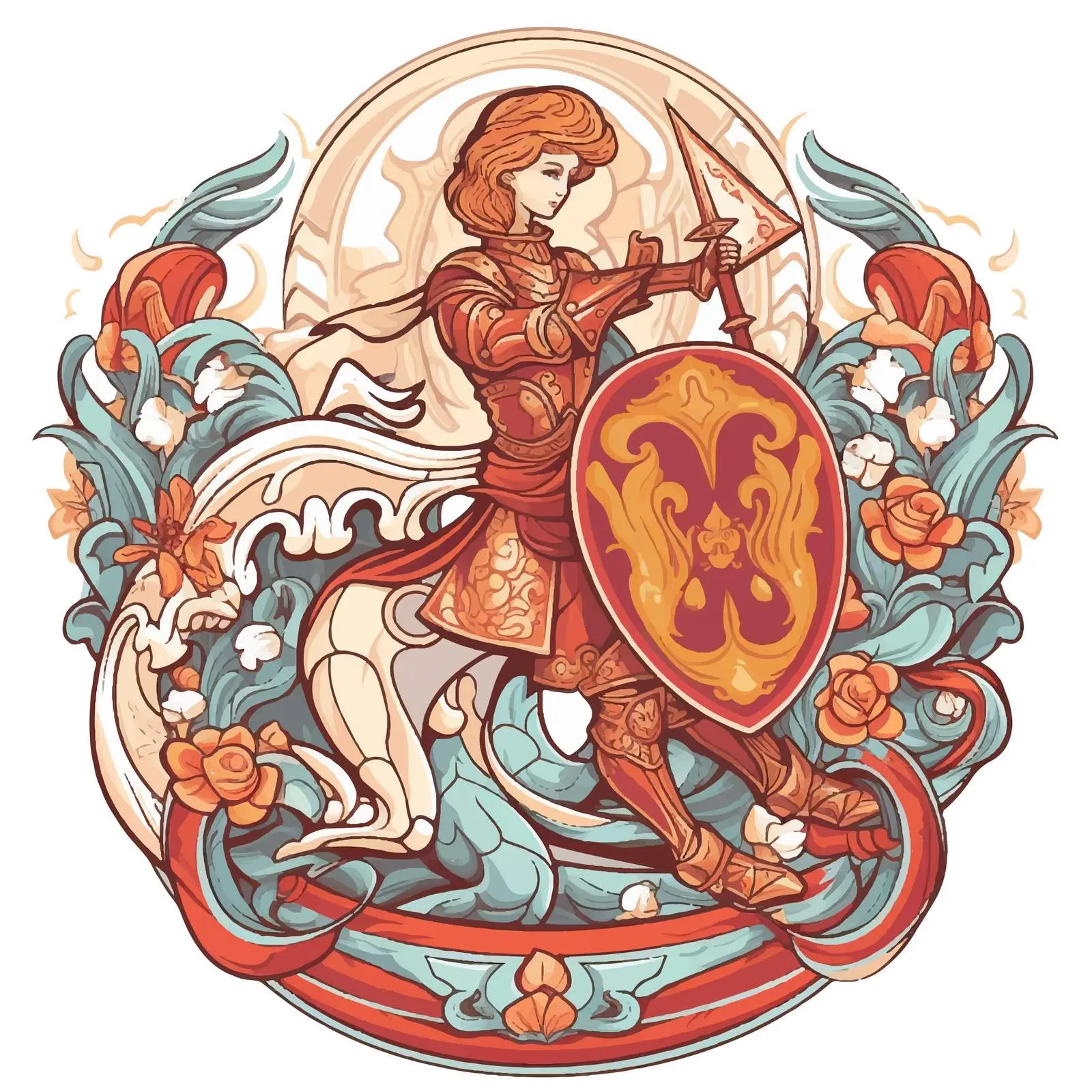 Saint George Killing the Dragon Illustration — free download from Dotvec