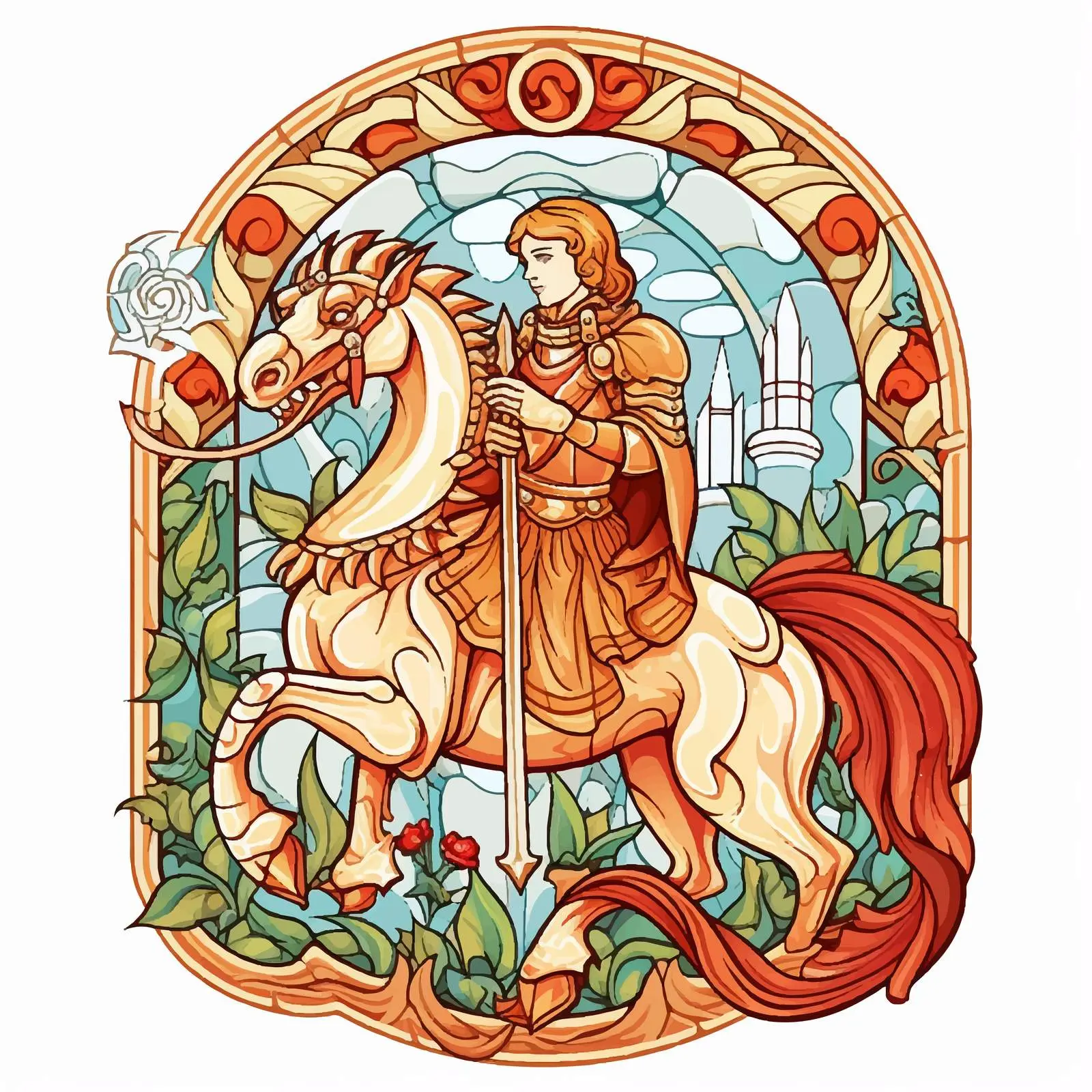 Saint George Slaying the Dragon Illustration — free download from Dotvec