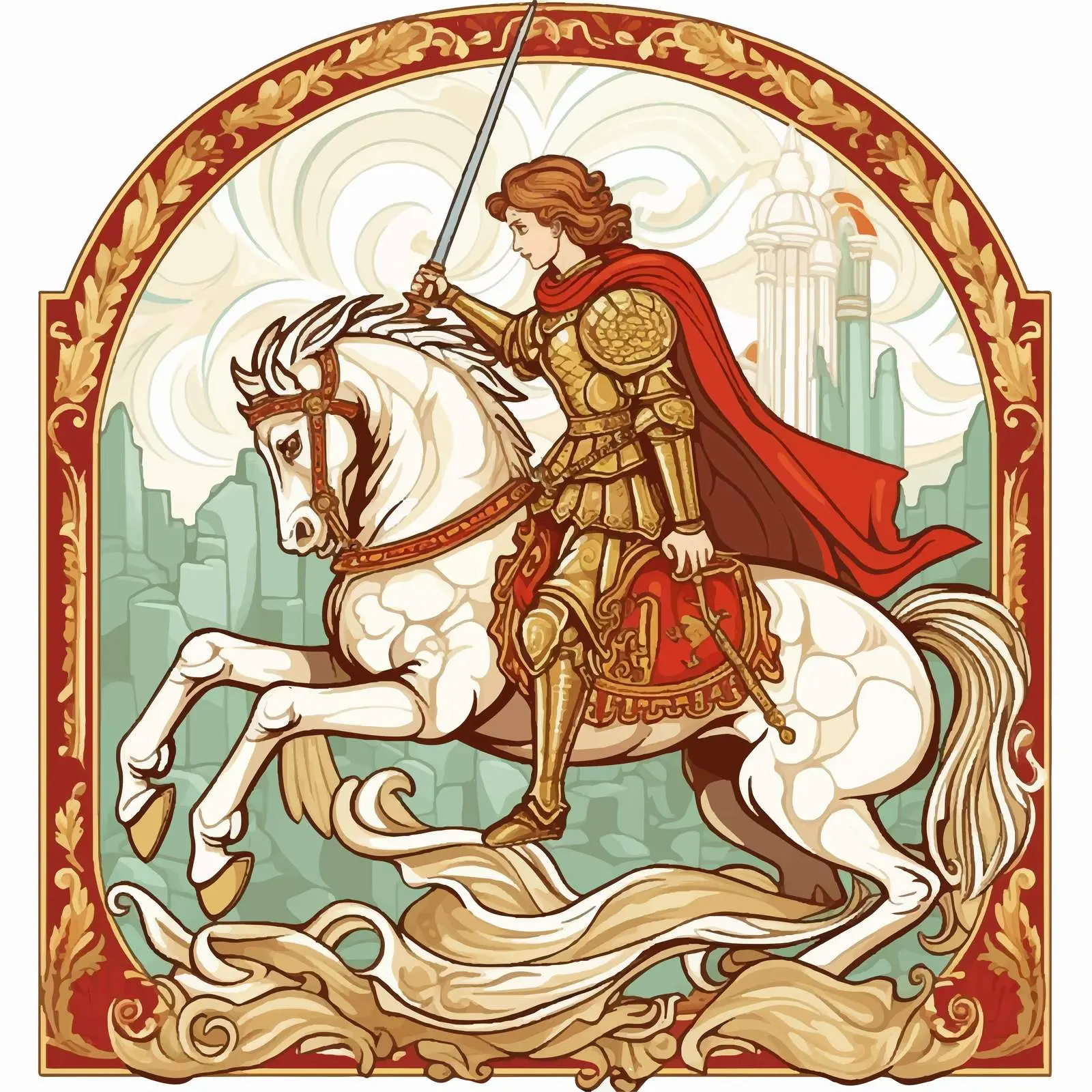 Saint George Slaying the Dragon Illustration – free legendary hero image from Dotvec