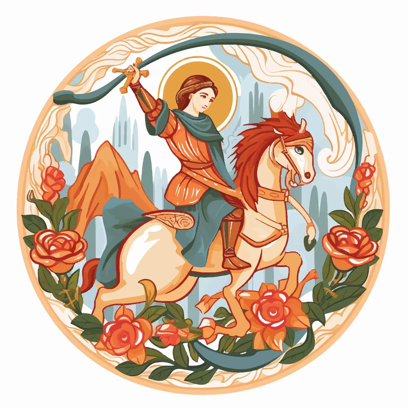 Saint George Dragon Slaying Illustration — free download from Dotvec