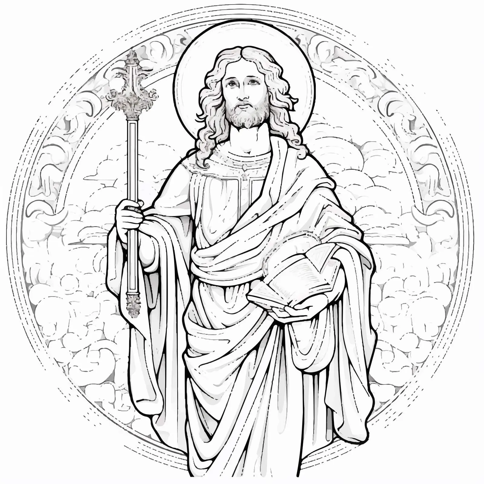 Saint John the Baptist Byzantine Coloring Page — free download from Dotvec