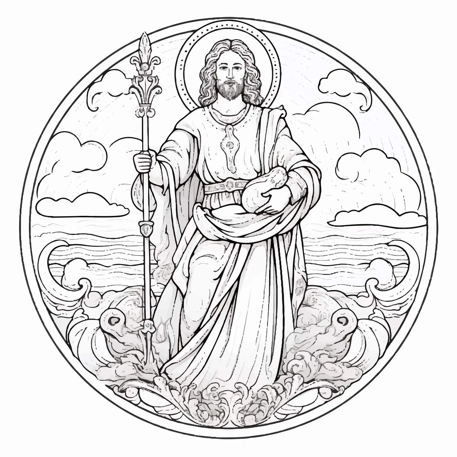 Saint John the Baptist Byzantine Coloring Page — free download from Dotvec