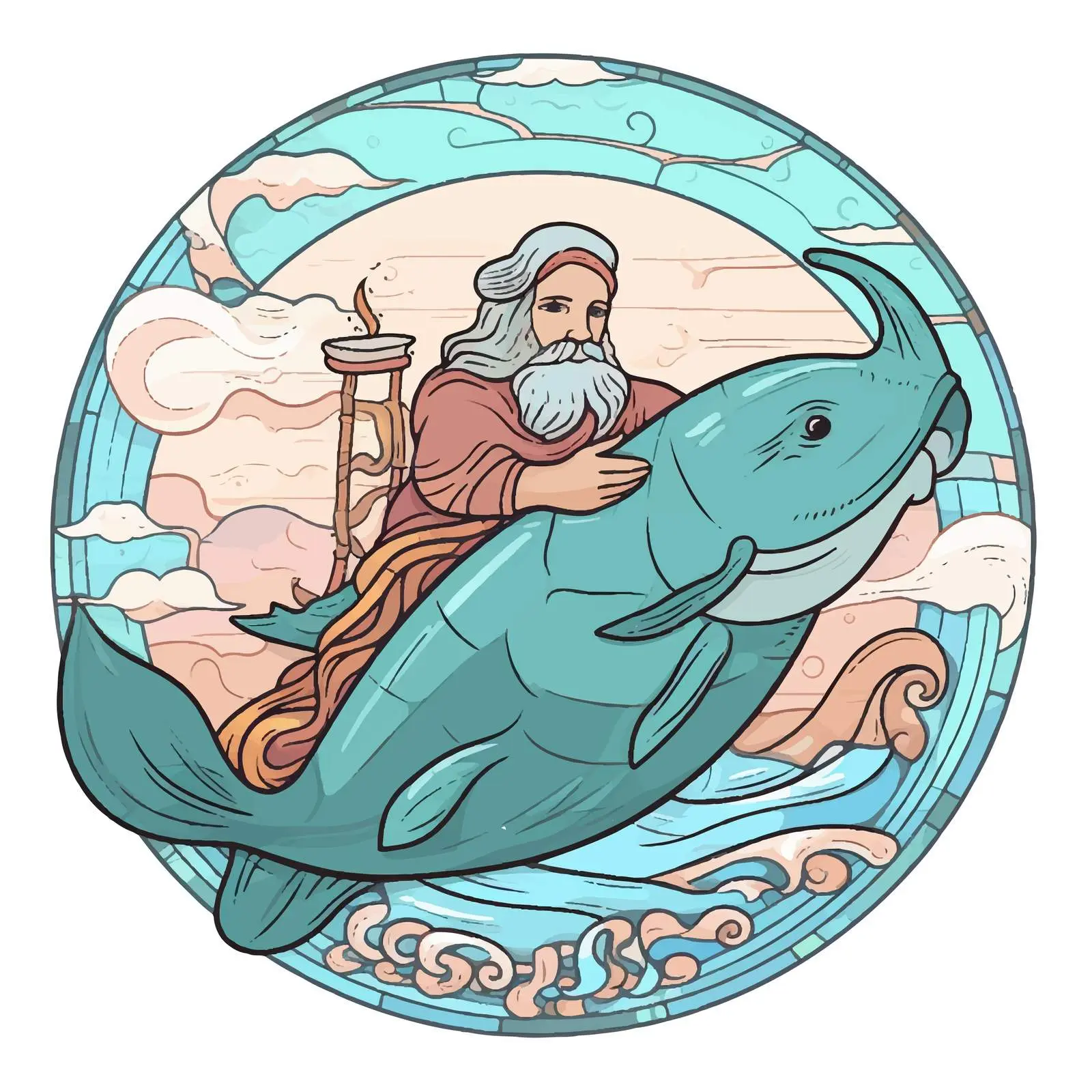 Saint Jonah and the Whale Illustration in Pastel — free download from Dotvec