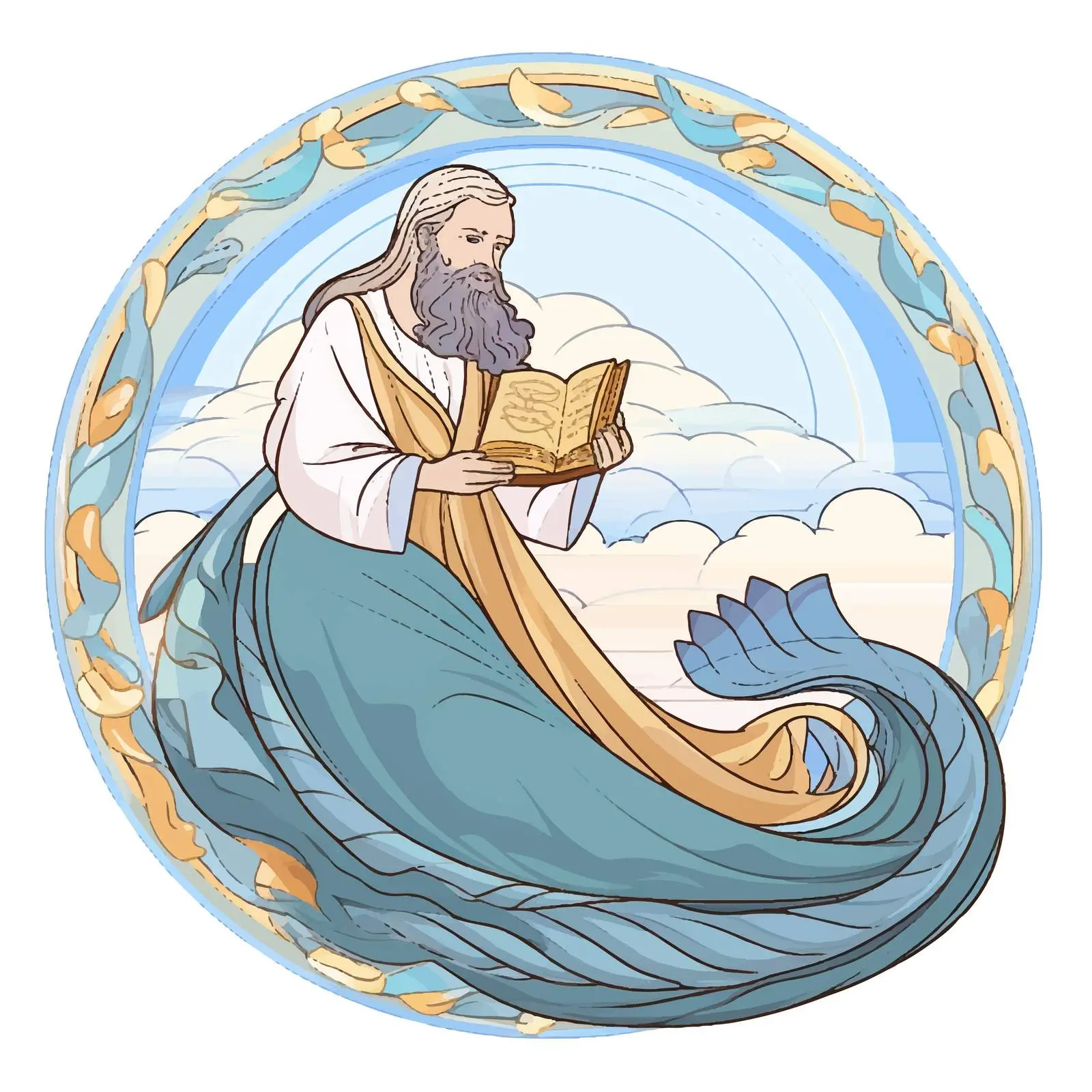 Saint Jonah and the Whale Pastel Illustration — free download from Dotvec