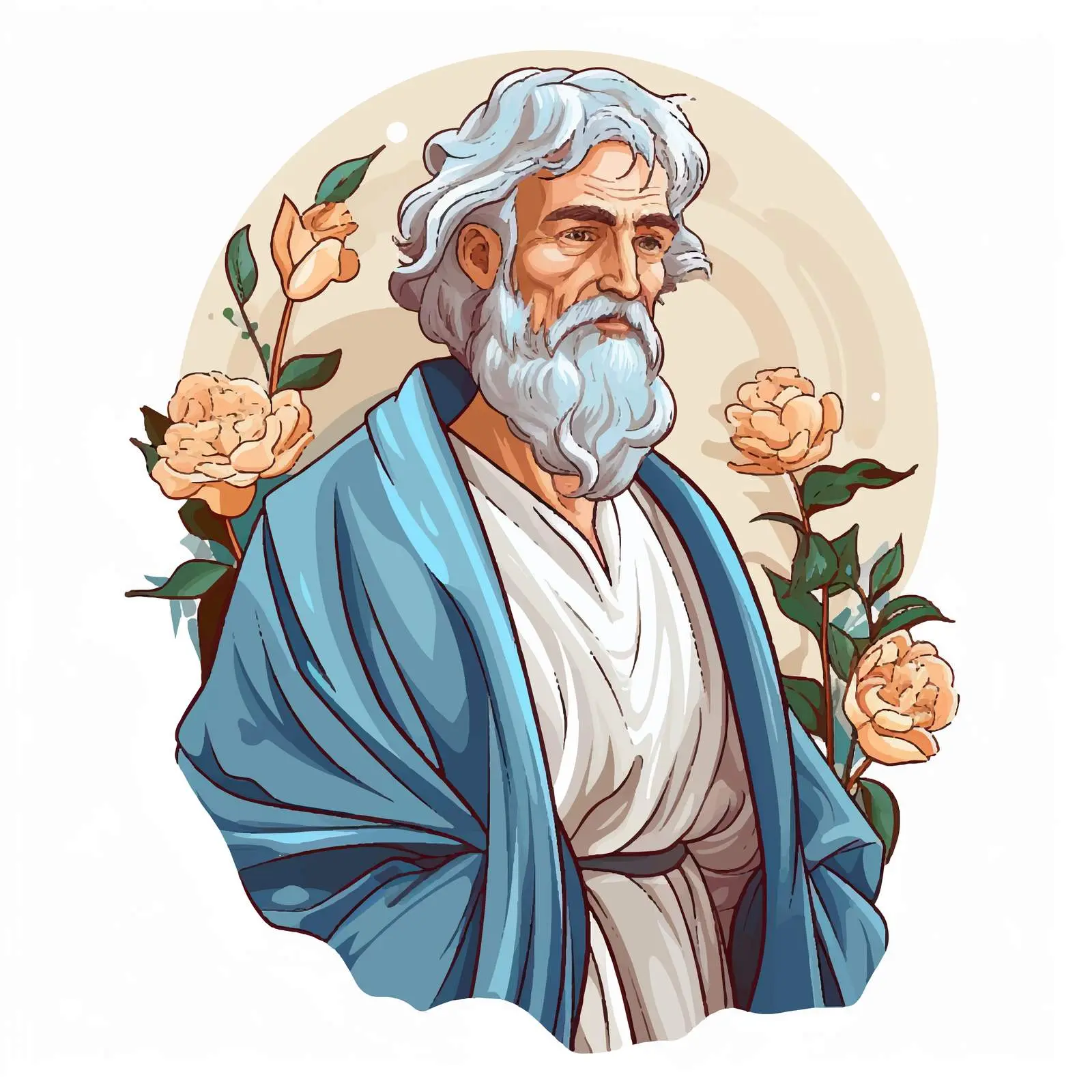 Saint Joseph Husband of Mary Fresco Illustration – free symbolism in art image from Dotvec
